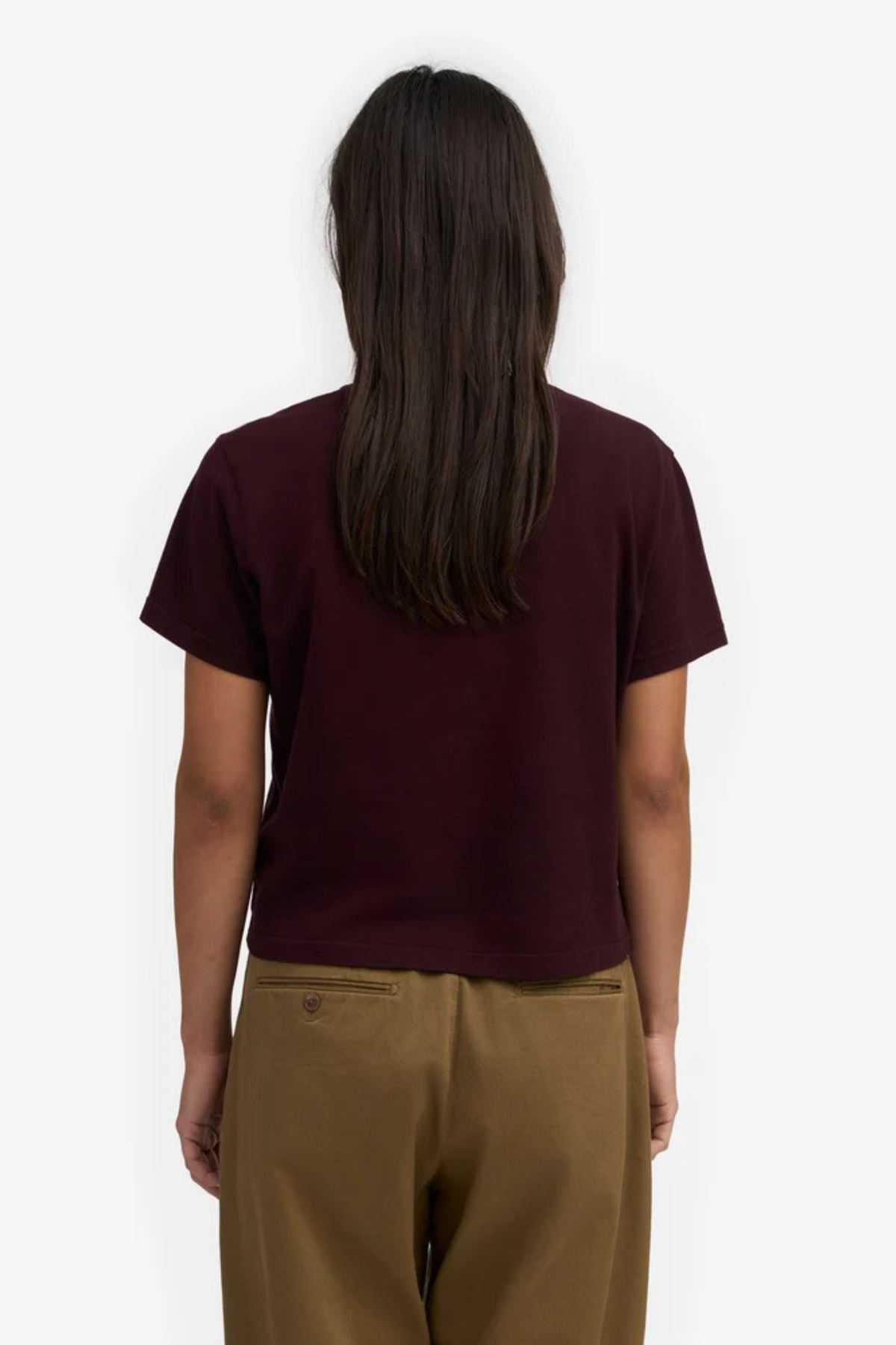 BIOLOGISCH BOXY CROP T-SHIRT - OXBLOOD ROOD