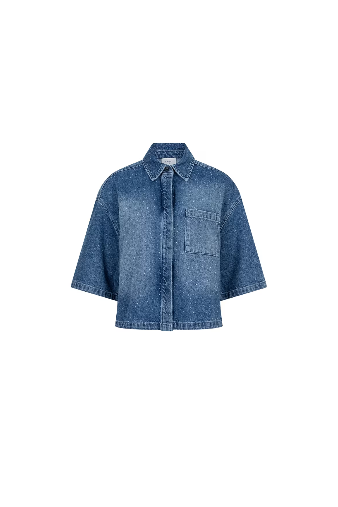 DAISY RHINESTONE DENIM SHIRT - VINTAGE BLUE
