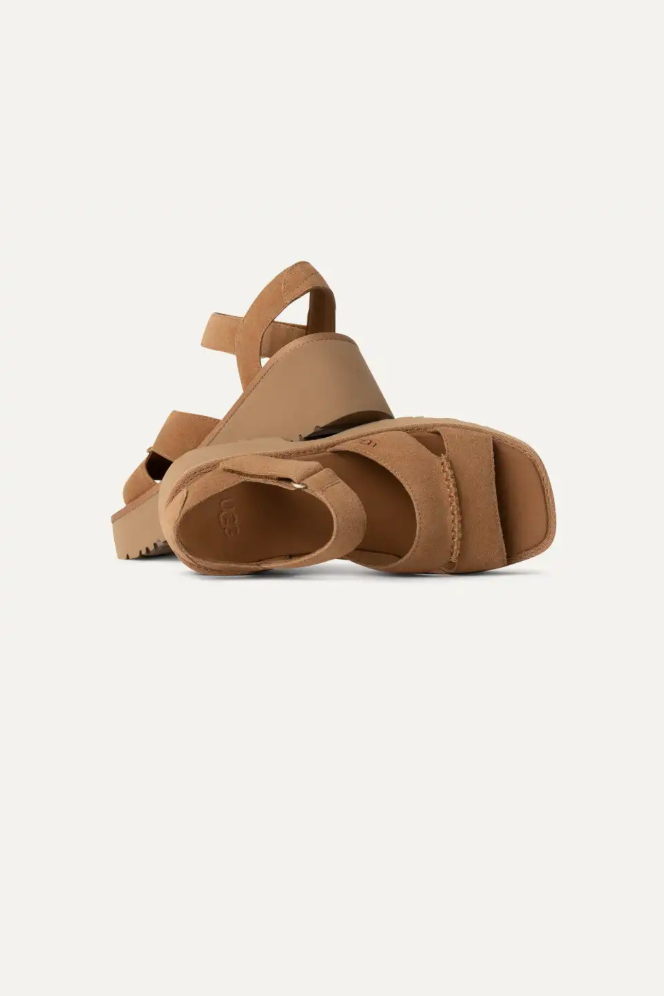 UGG women new heights ankle strap in chestnut. Front view