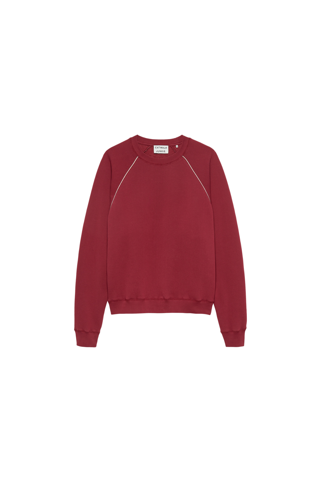 GRAPHIC SWEATER WITH PIPING - RHUBARB