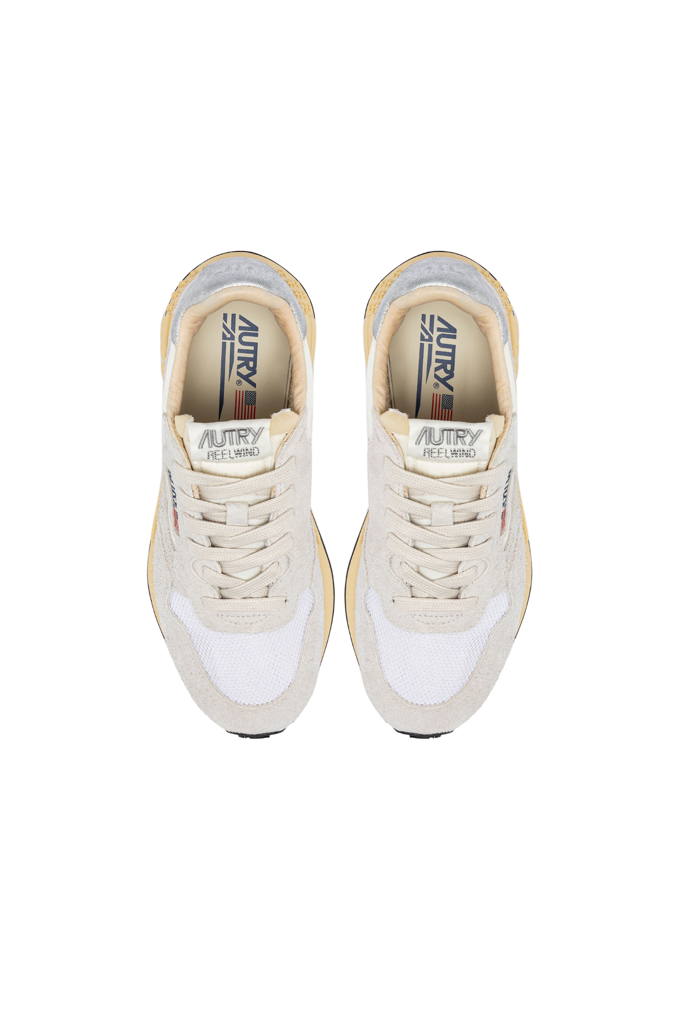 Autry reelwind low women sneakers in suede grey and white. Front view