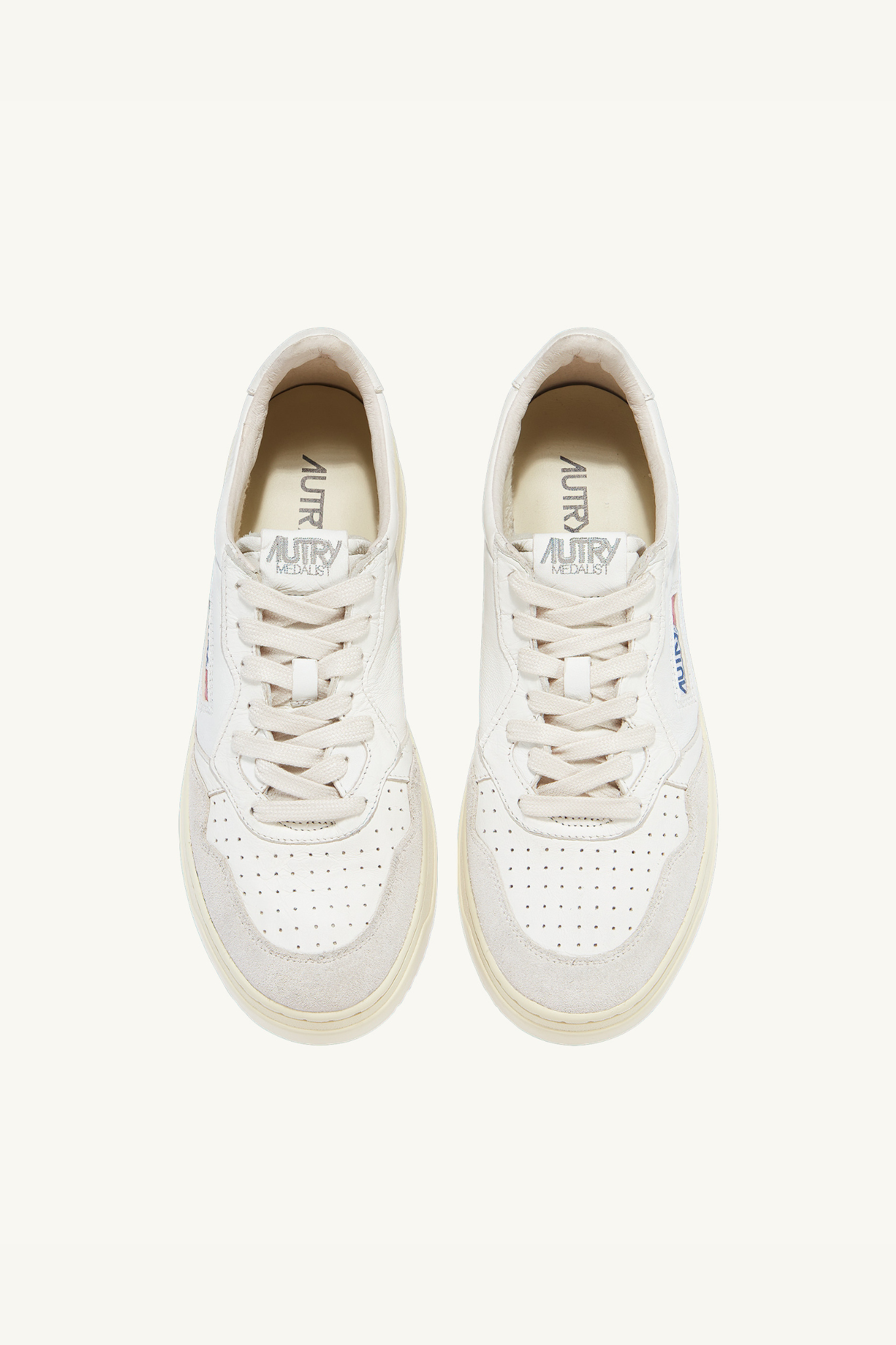 AULM-GS30 - MEDALIST LOW SNEAKERS IN WHITE GOATSKIN AND SUEDE