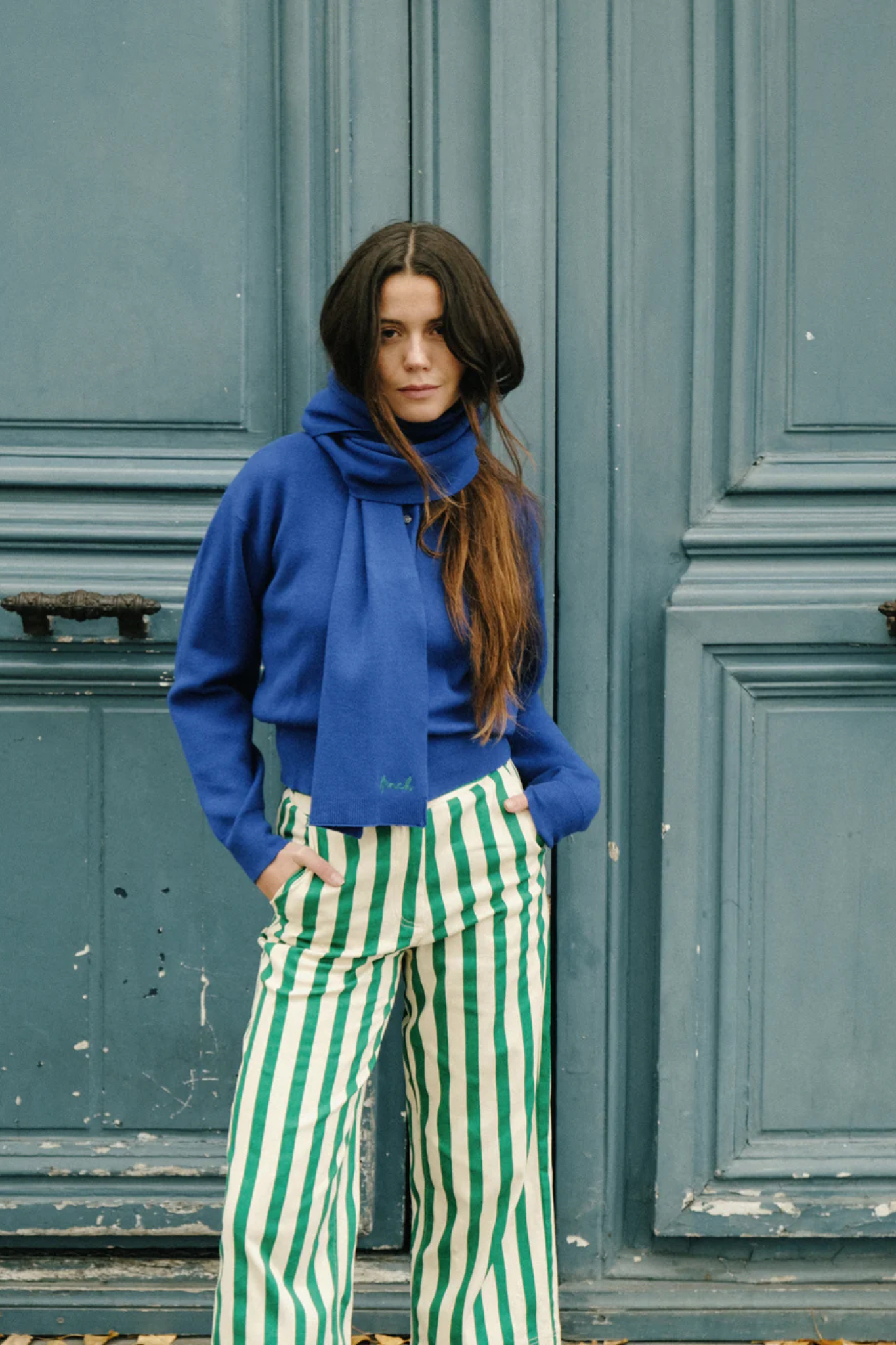 ANTON SET DE CARDIGAN - ECHARPE - BLEU ELEC.