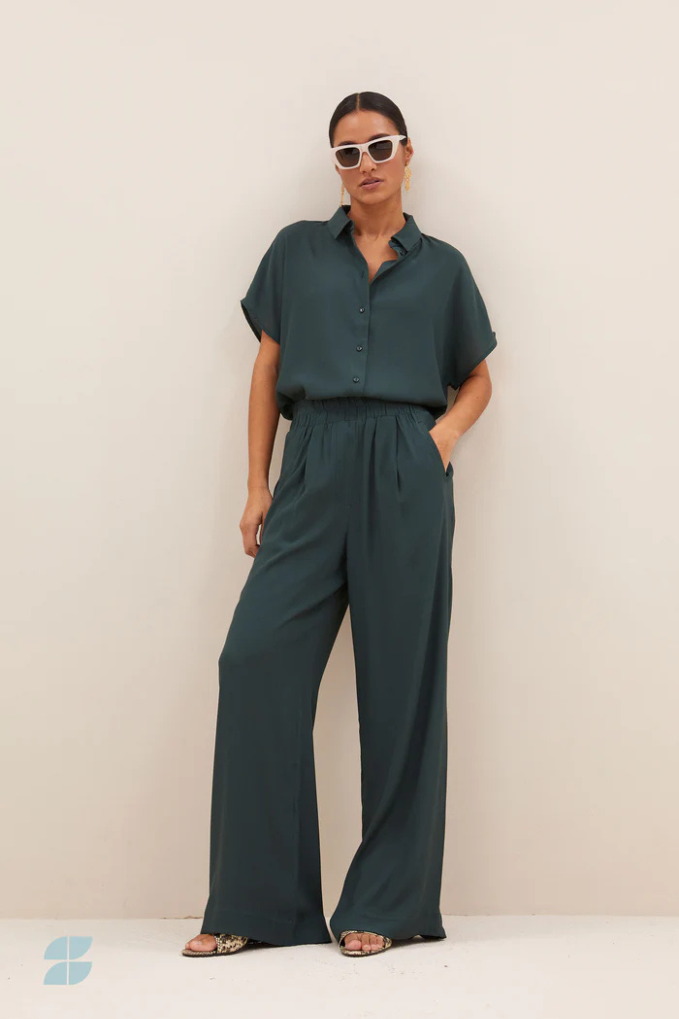 BENJI VISCOSE PANTS - DRIED BASIL