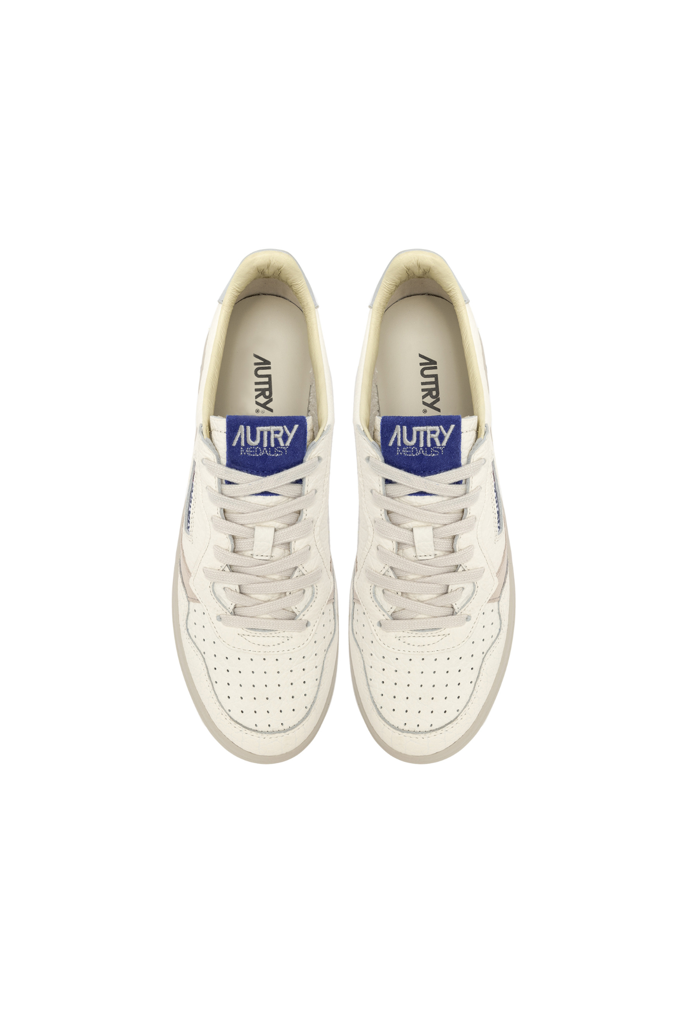Autry madalist low men sneakers in sand and blue. Front view