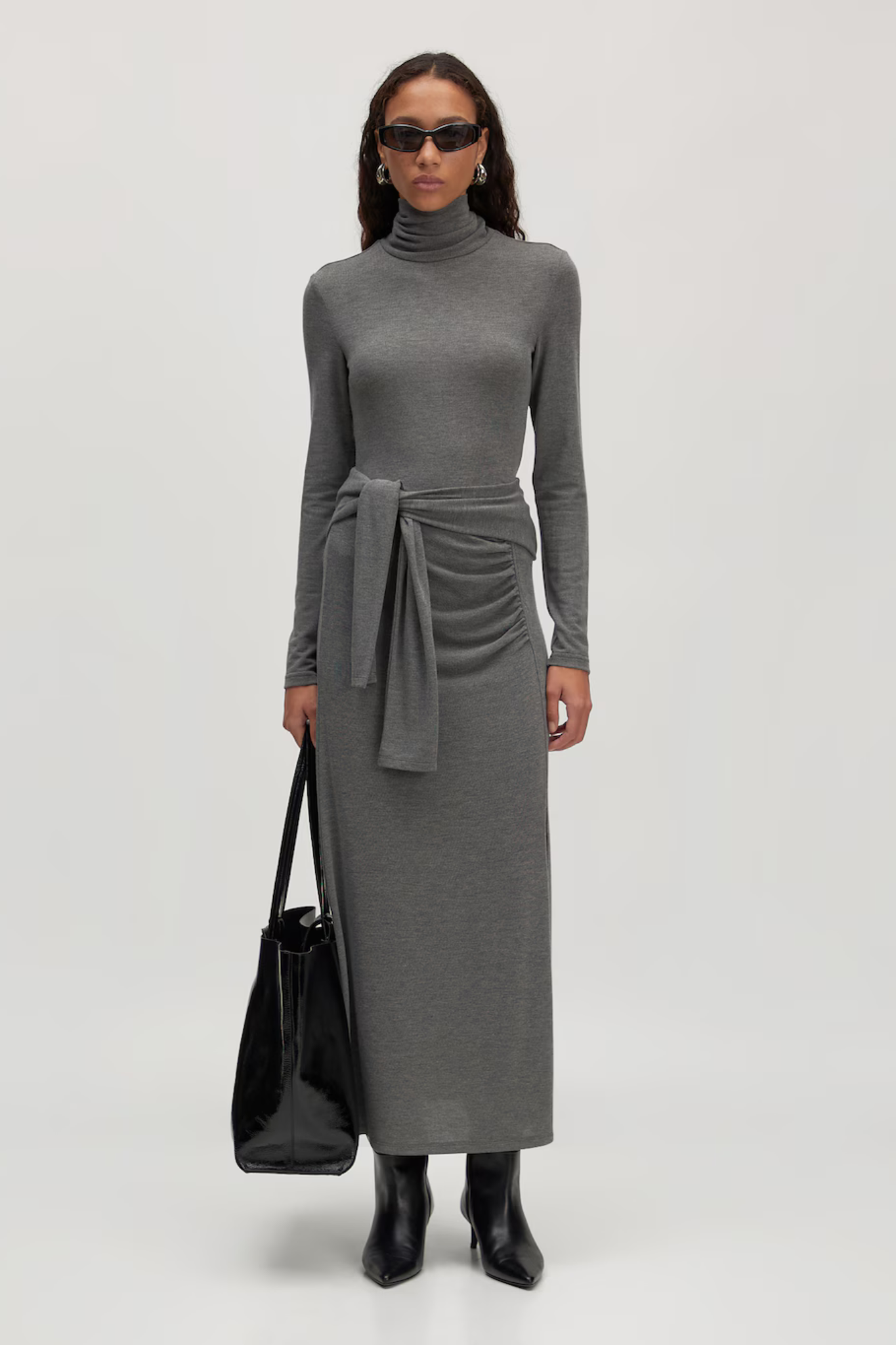 RAYA LONGSLEEVE TOP - DARK GREY MELANGE