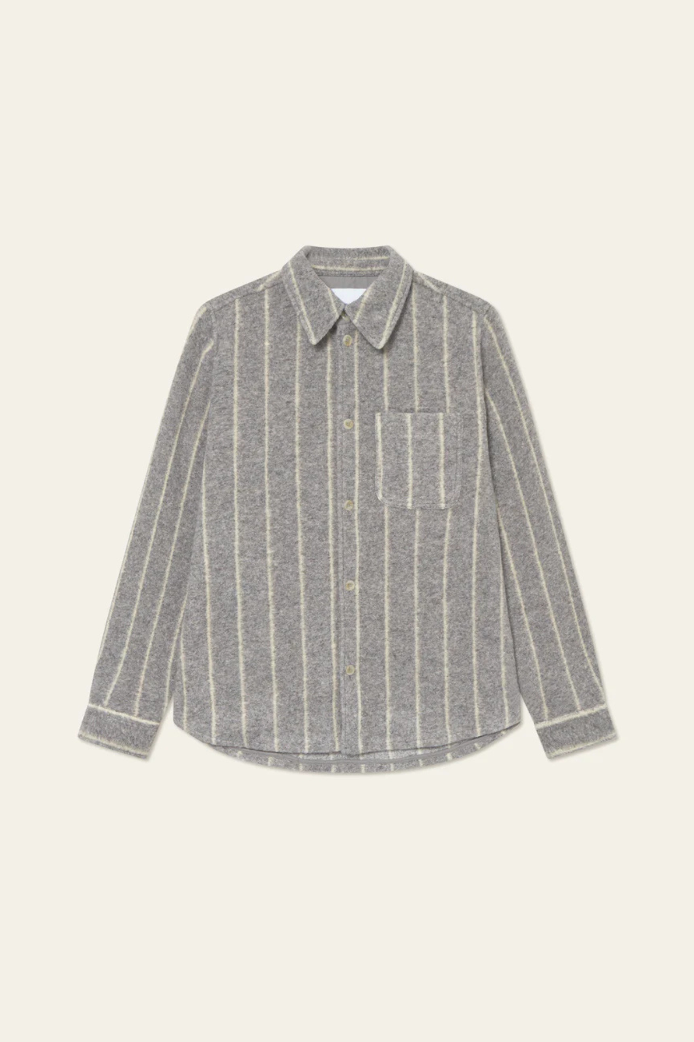 LENNON WOOL PINSTRIPE OVERSHIRT - GREY MELANGE