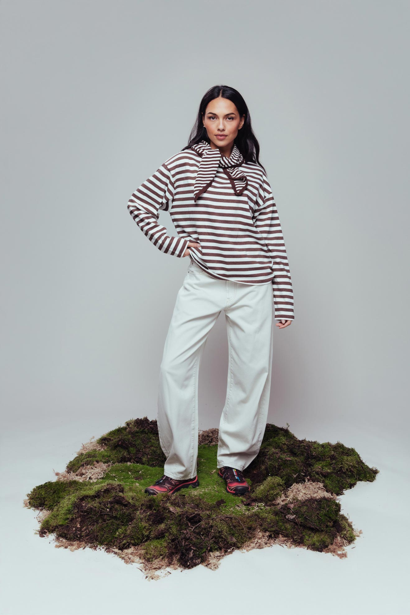 STRIPED TRIANGLE SCARF - ROCKY ROAD