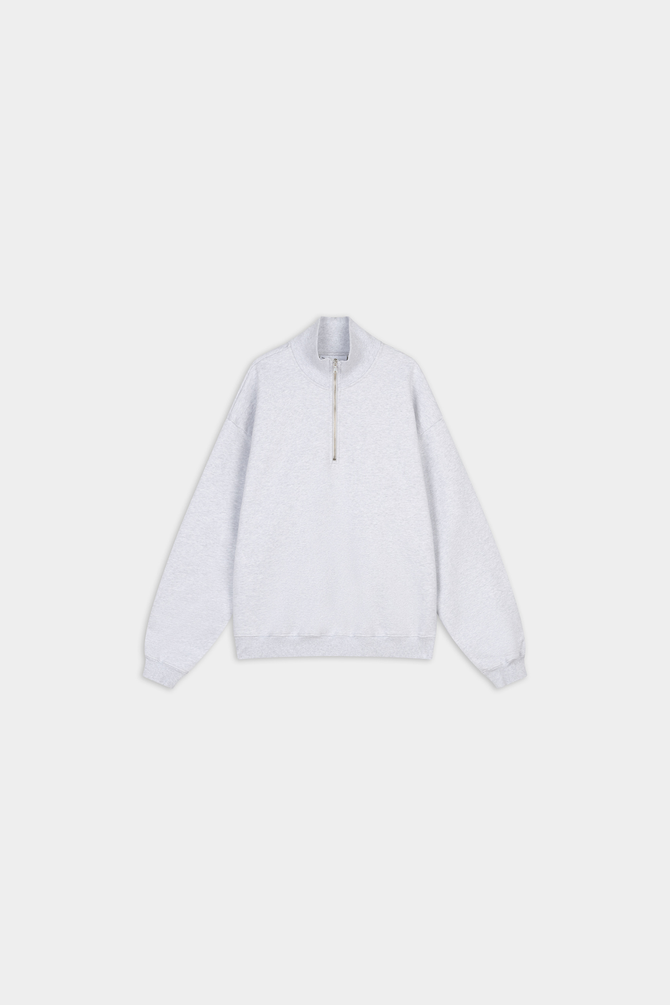 HALF ZIP CREWNECK SWEATER - HEATHER GREY