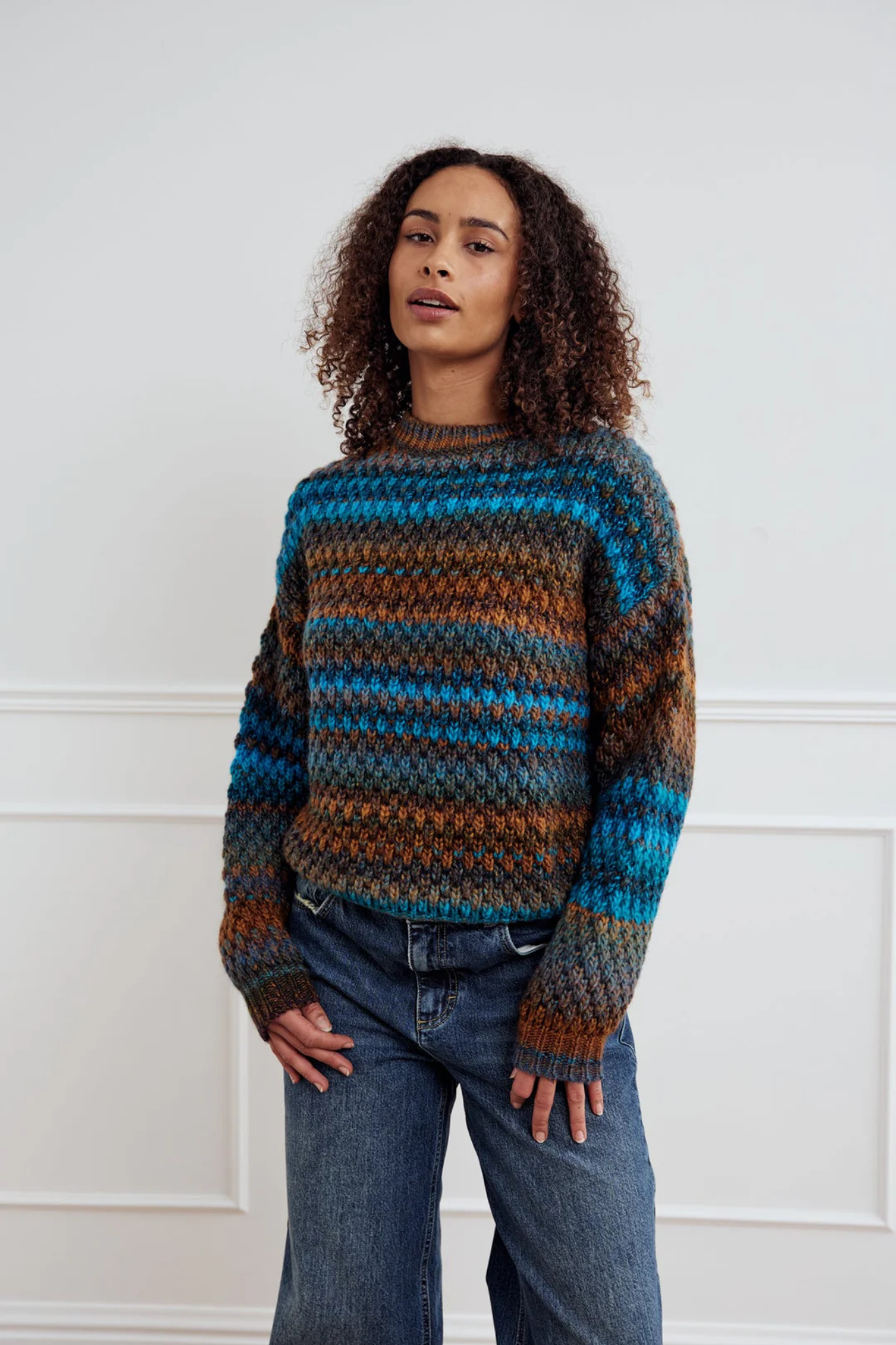 GIO KNIT SWEATER - BROWN GREY MIX