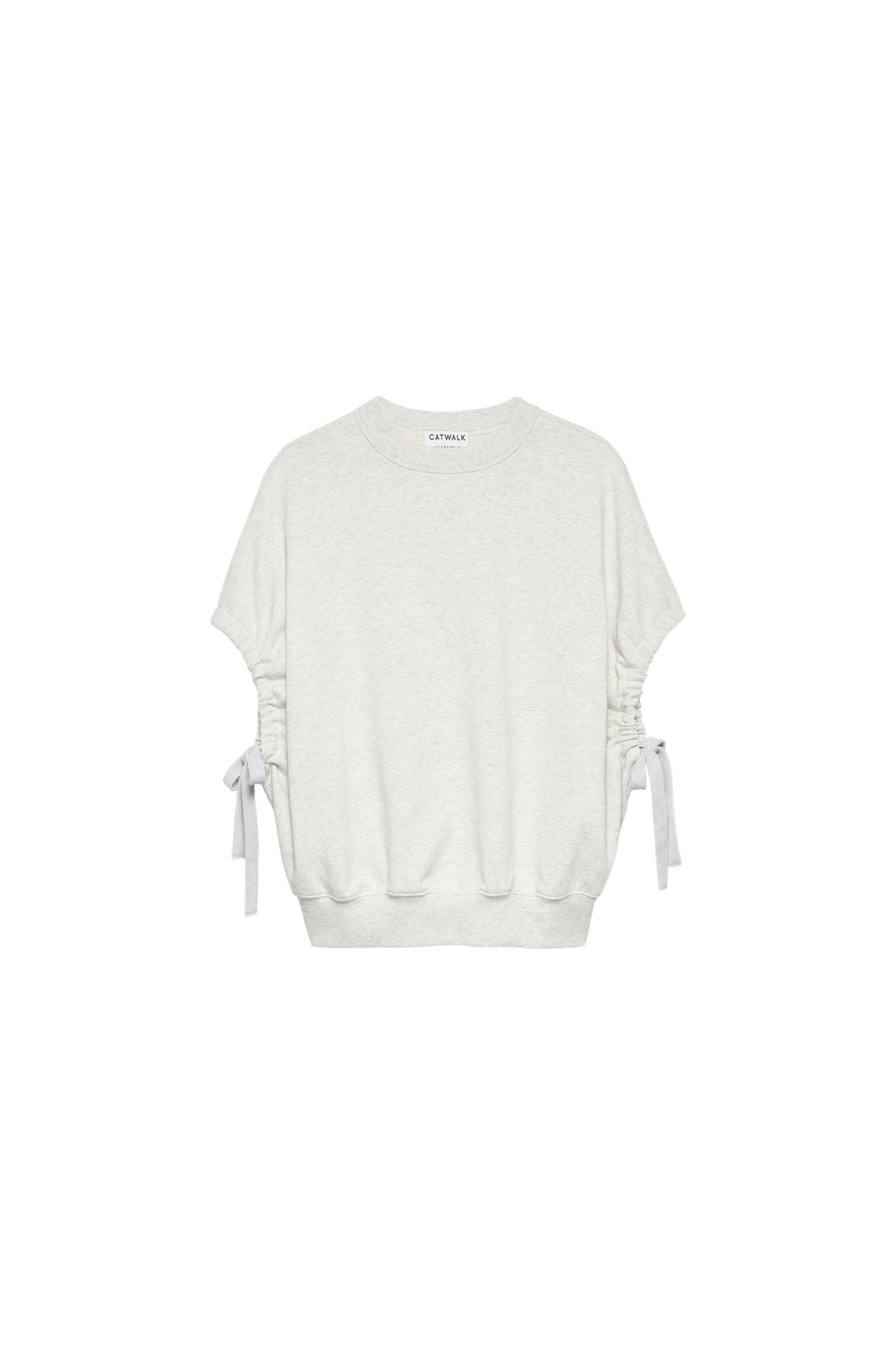SHORT SLEEVE STRAP SWEATER - LIGHT GREY MELANGE