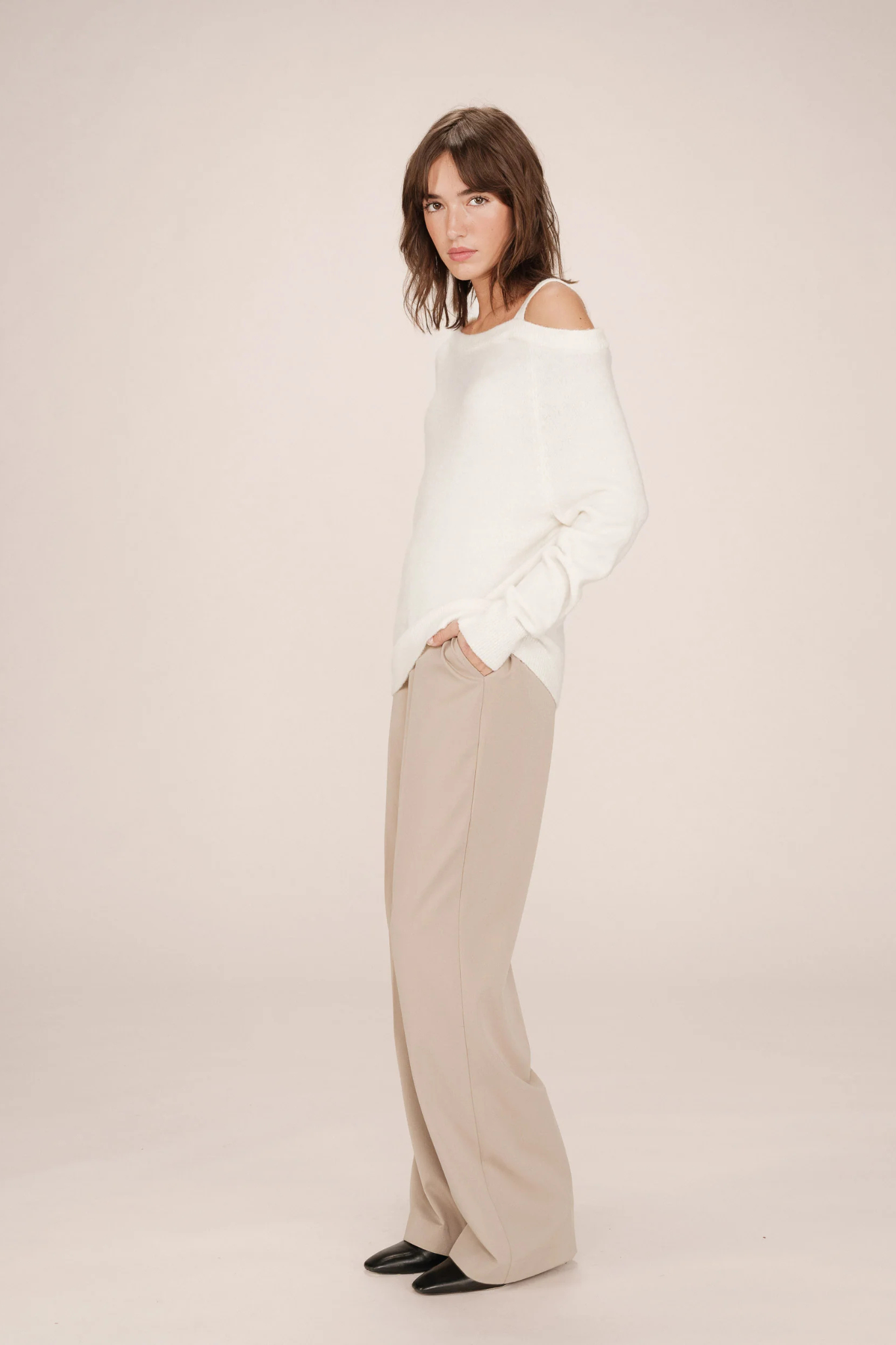 SAMANTHA OFF SHOULDER SWEATER - IVOIRE