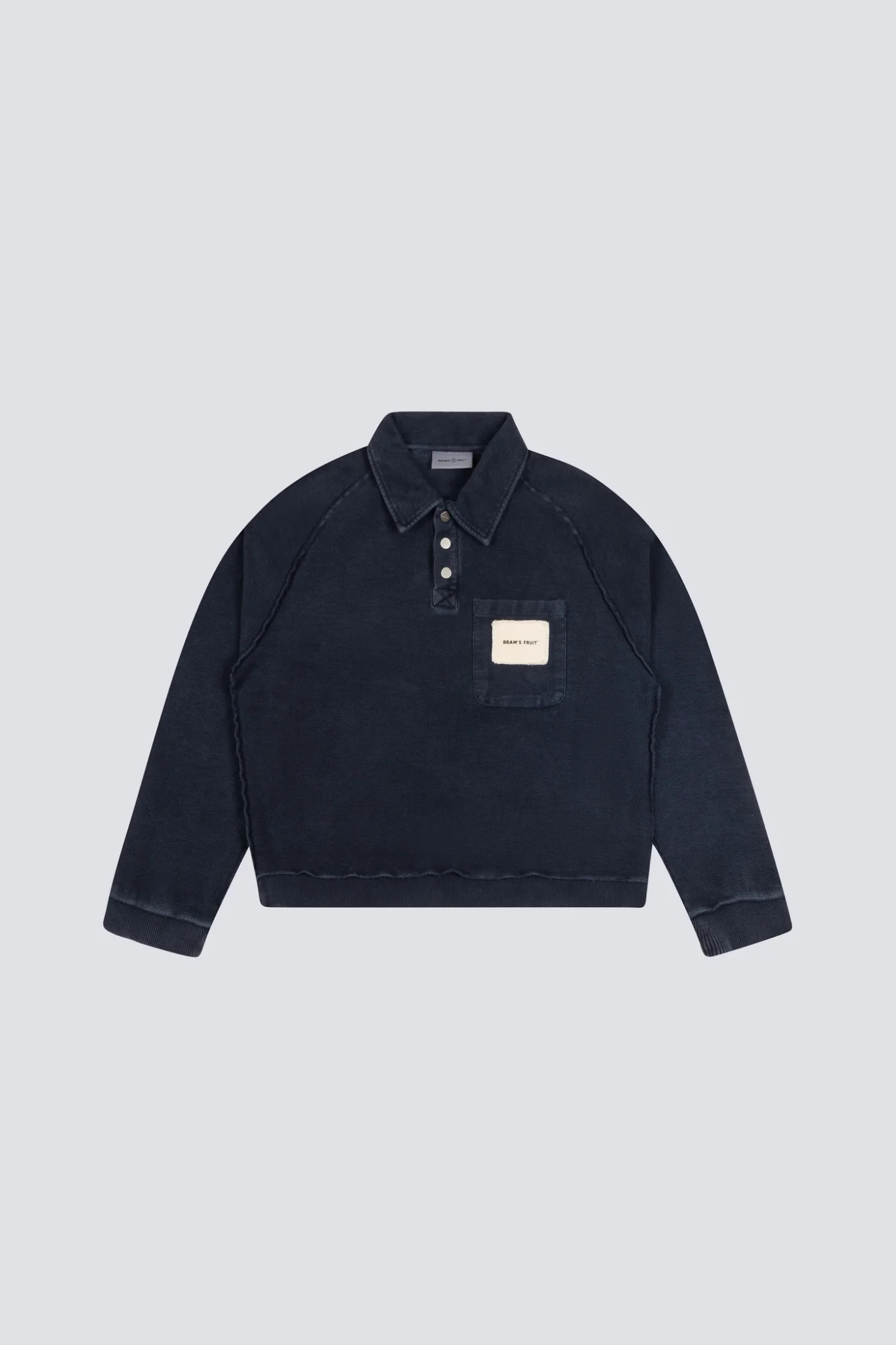 CHEST POCKET SWEAT POLO - WASHED MIDNIGHT BLUE