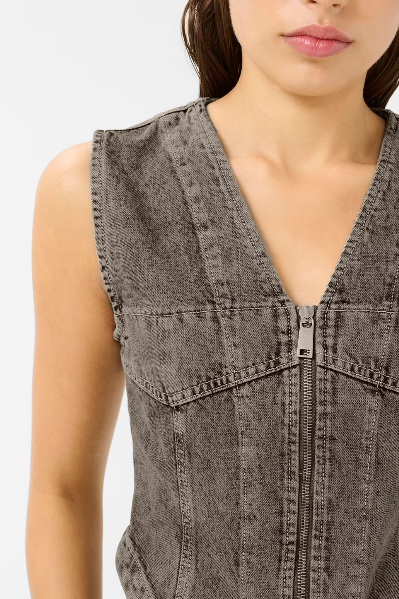 JOSIE WAISTCOAT - GREIGE DENIM WAS