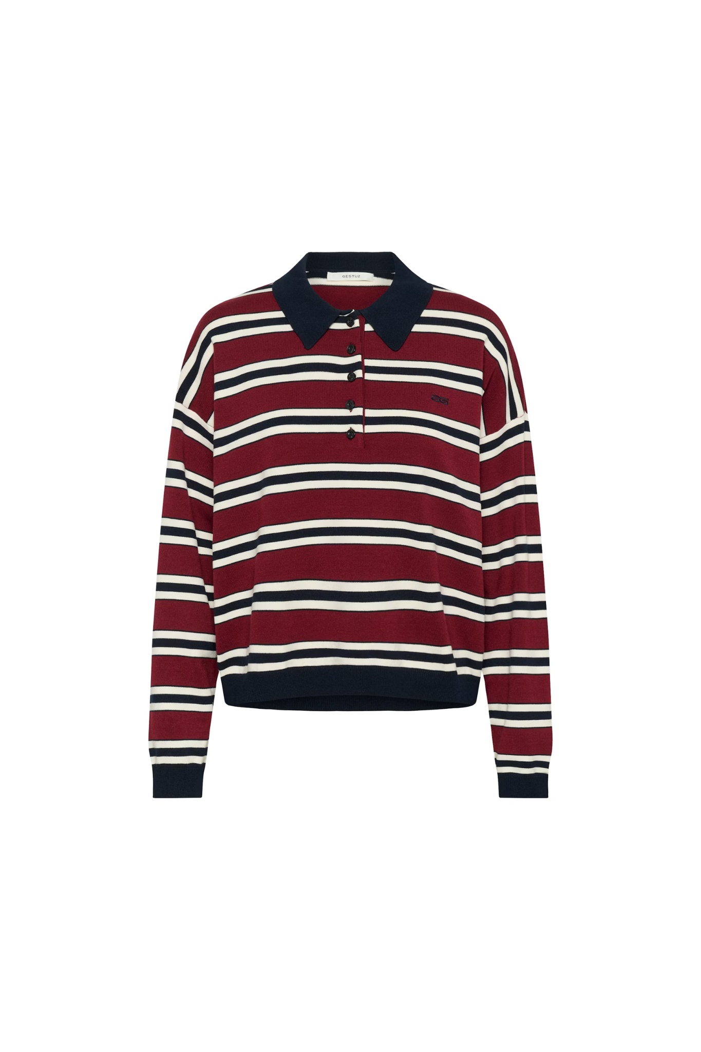 PAIGE POLO PULLOVER - CABERNET/ SKYCAPTAIN/ EGRET