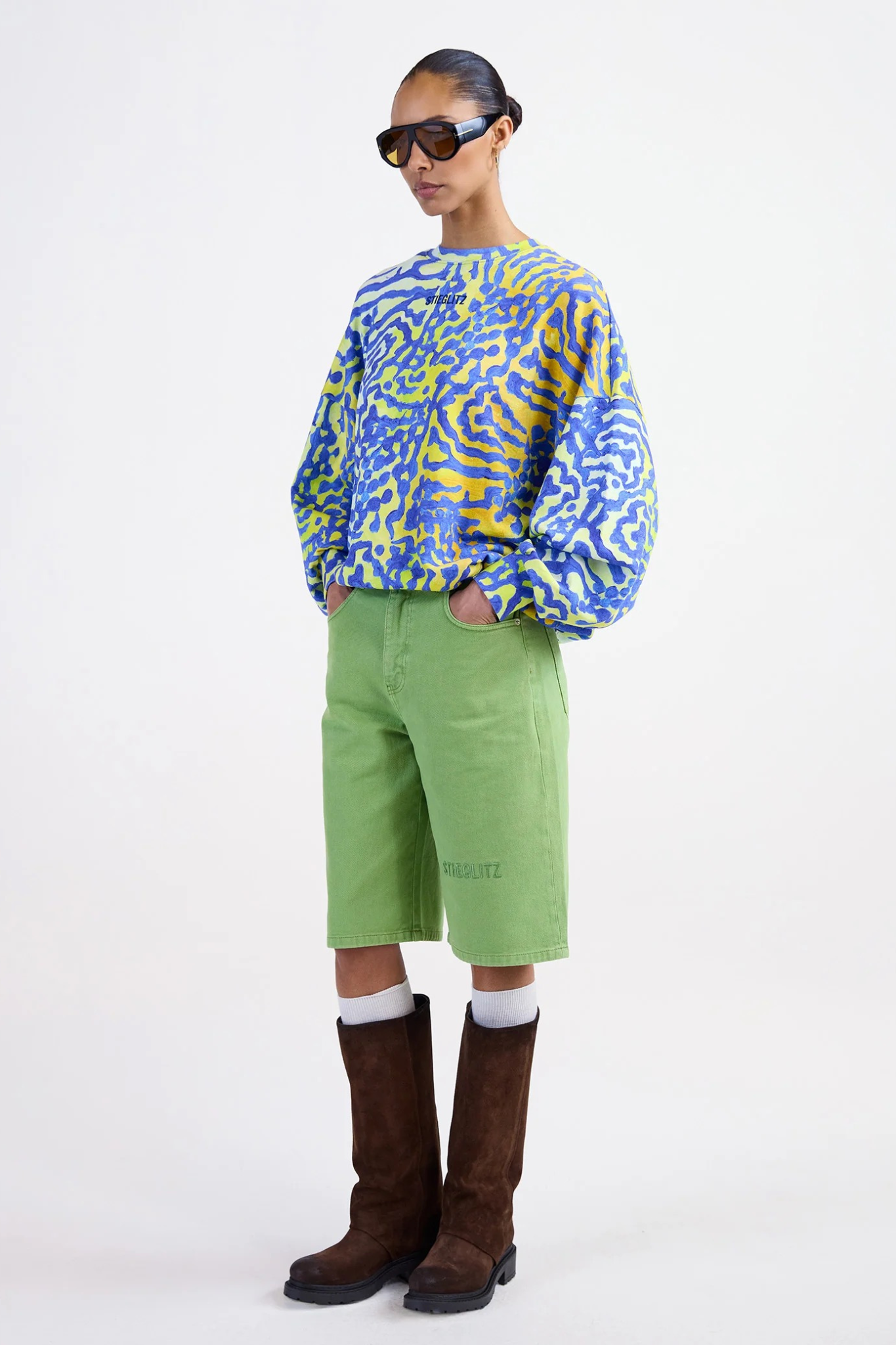 ALEXIO DENIM SHORTS - GREEN