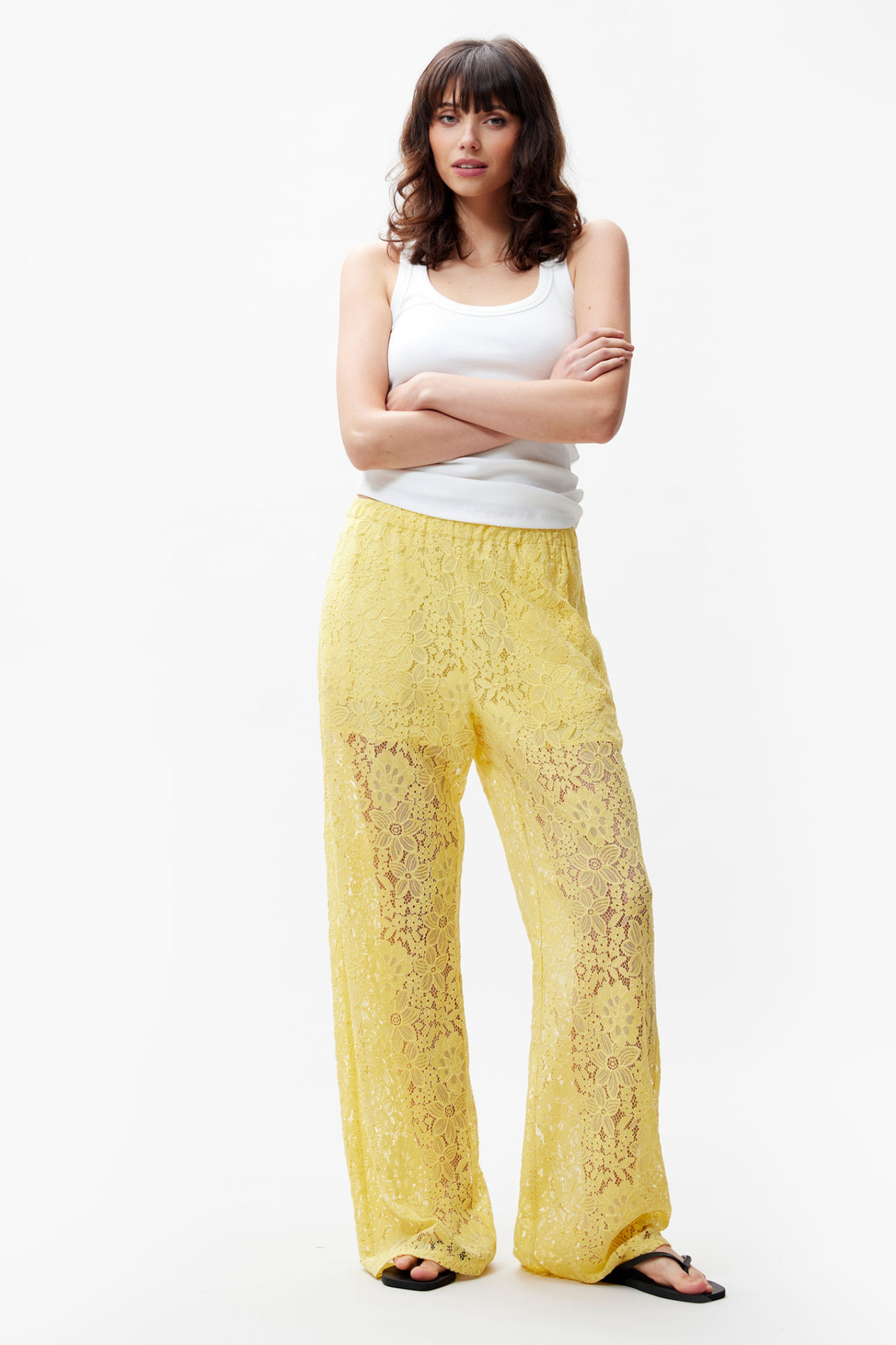 PULL ON LACE PANTS - CITRON