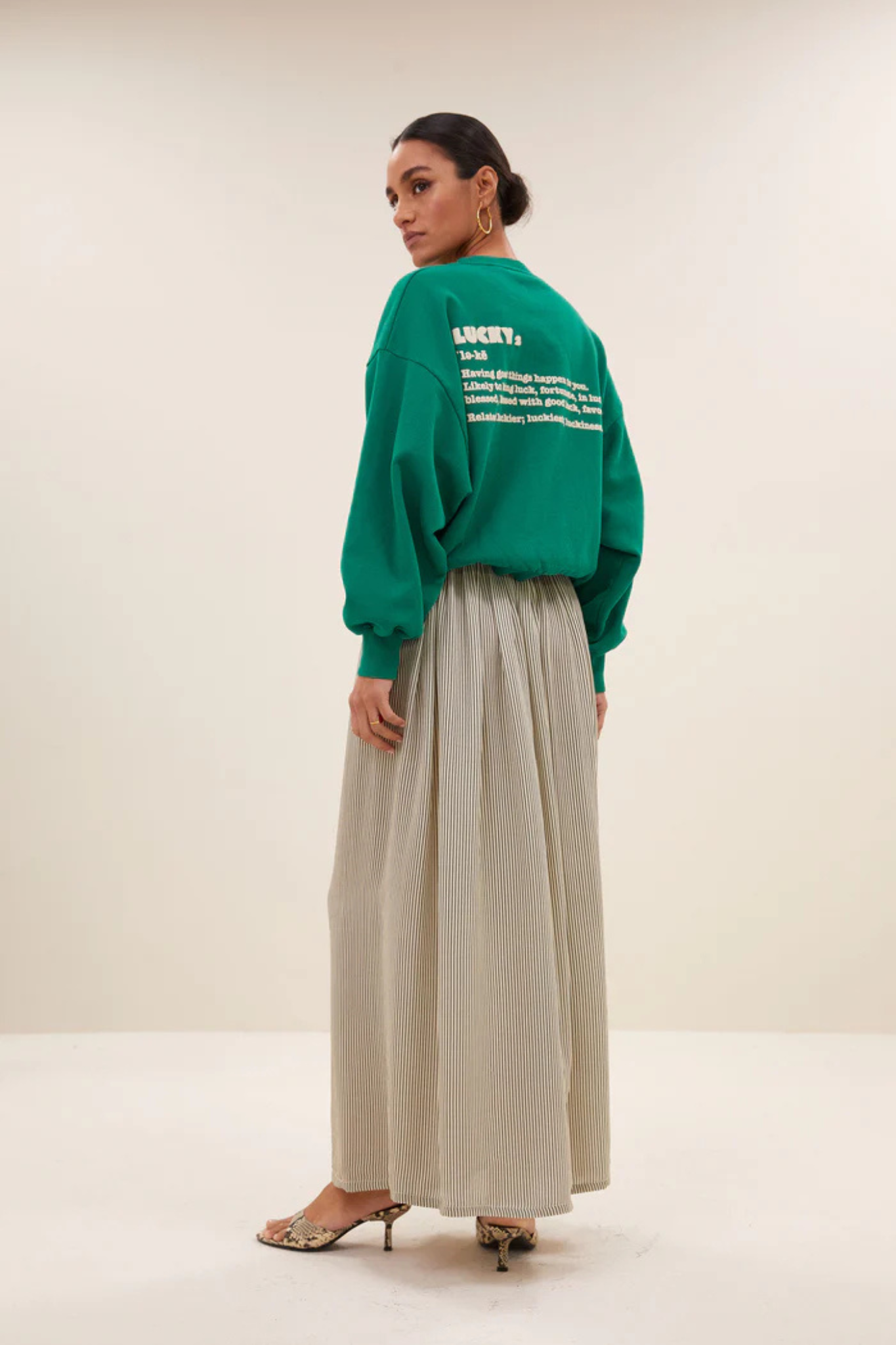 BIBI DICTIONARY BIG SWEATER - GREEN PEACOCK