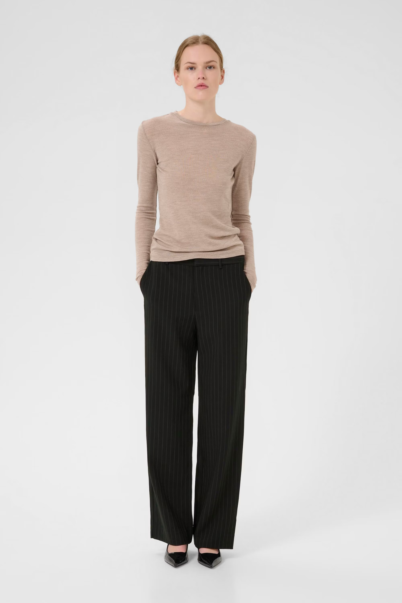 JOELLE MW PANTS - BLACK PINSTRIPE
