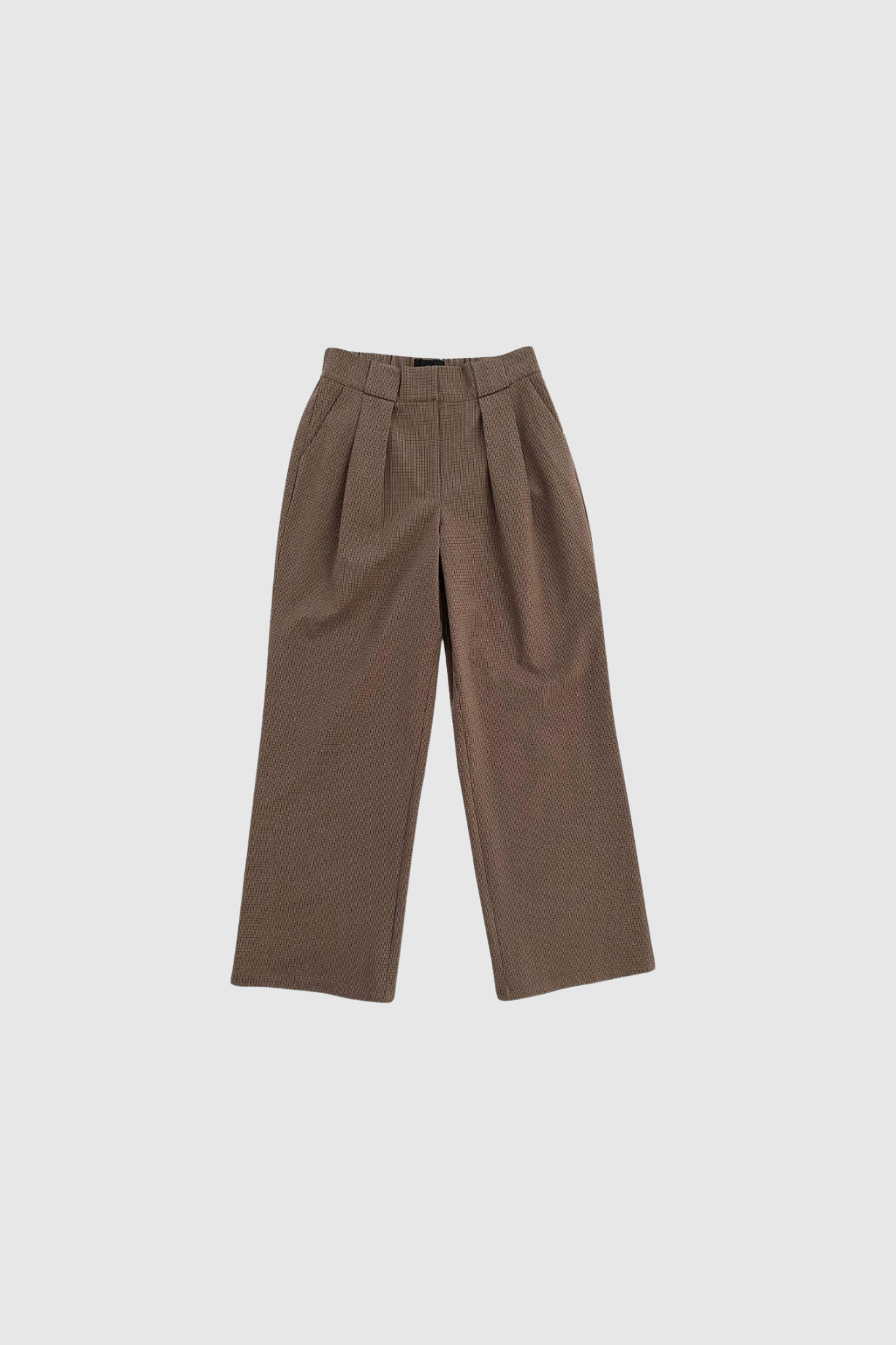 COLETTE WIDE TAILORED PANTS - COGNAC CHECK