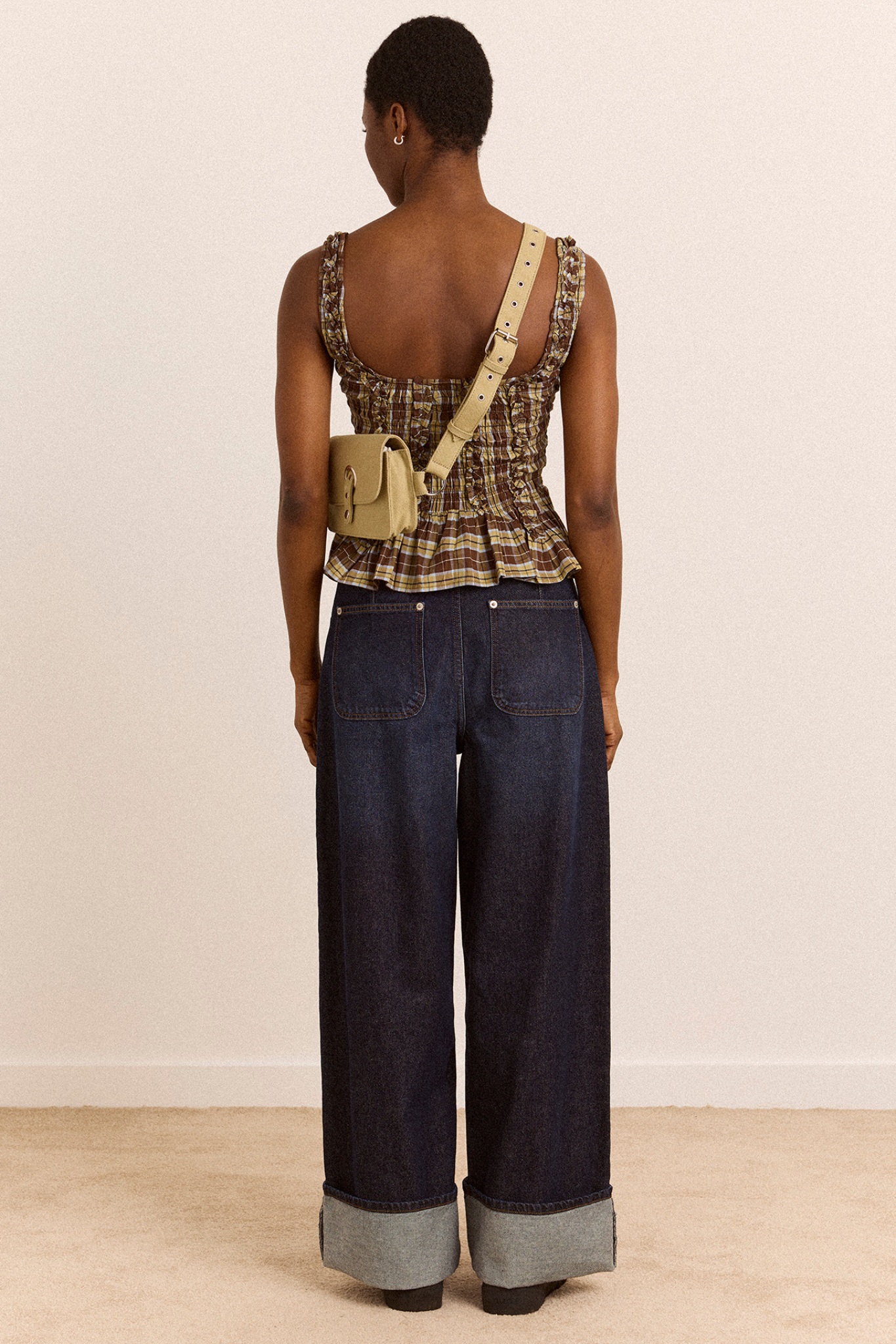 GIGI BAGGY WIDE TURN UP JEANS - INDIGO