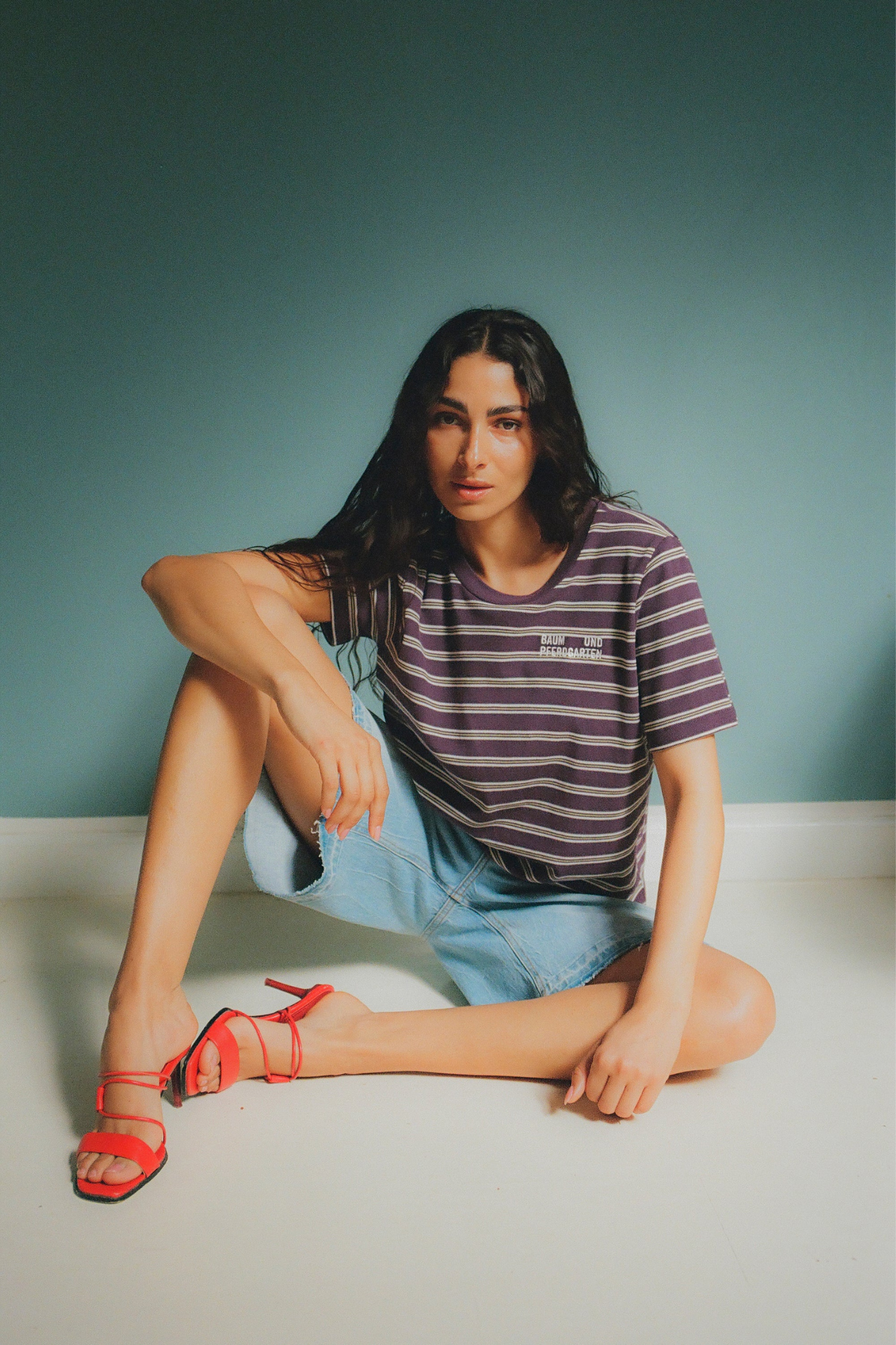 JAWO T-SHIRT - PLUM POLO STRIPE
