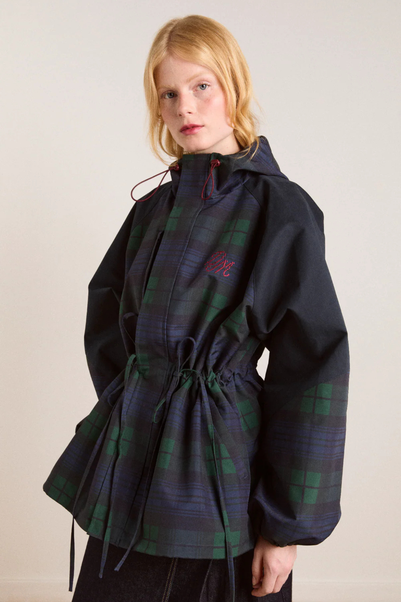 LIU RAINCOAT - NAVY CHECK