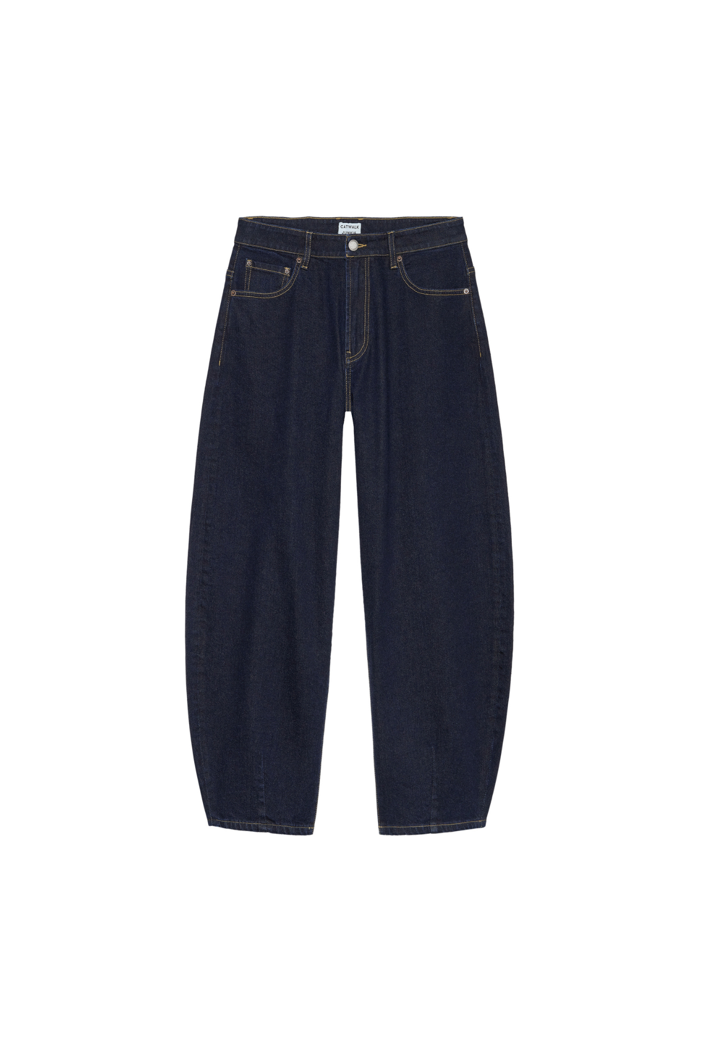 CROPPED BARREL FIT JEANS - DARK BLUE