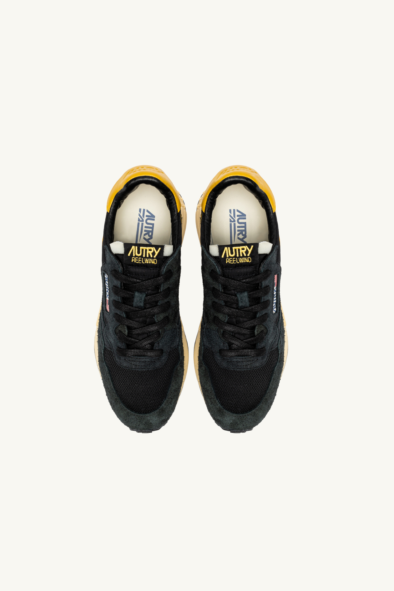 WWLM-UT21 - REELWIND LOW MEN SNEAKERS - SUEDE/NET BLACK/YELLOW