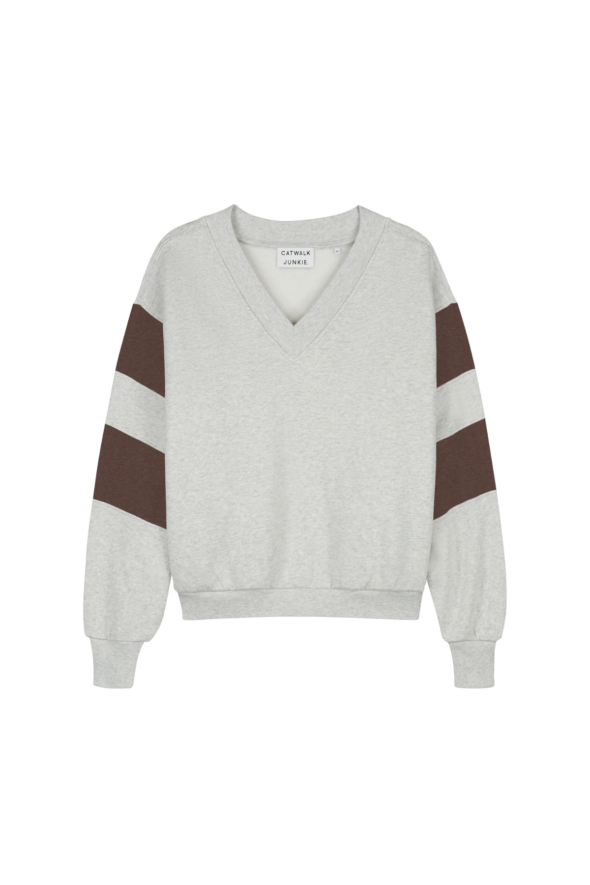 SPORTY VNECK SWEATER - LIGHT GREY MELANGE
