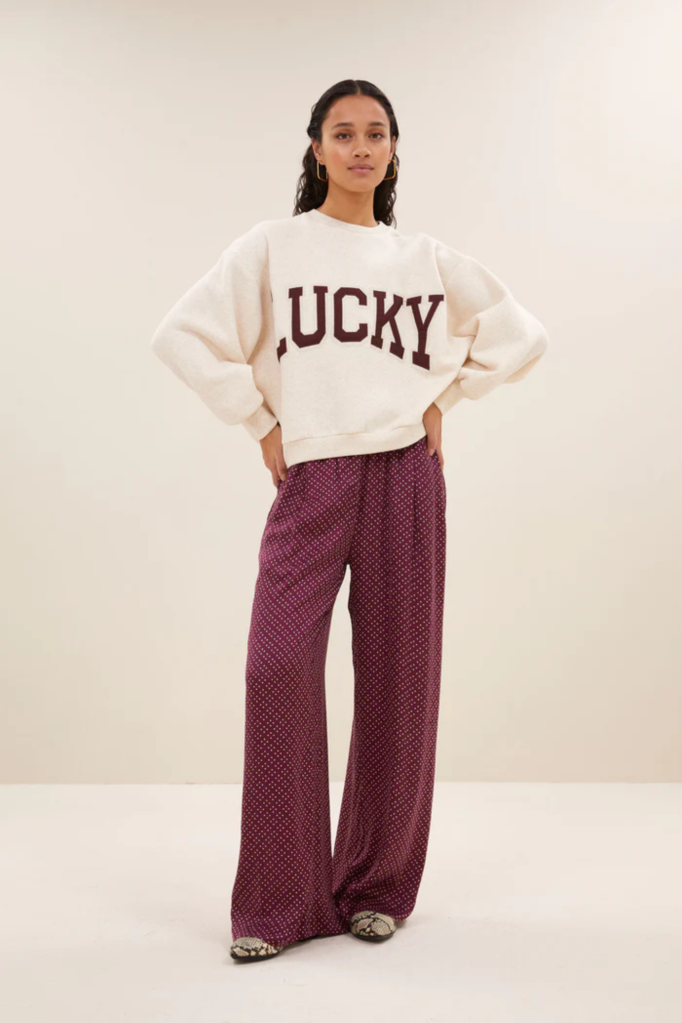 BIBI PATCHWORK SWEATER - OYSTER MELEE