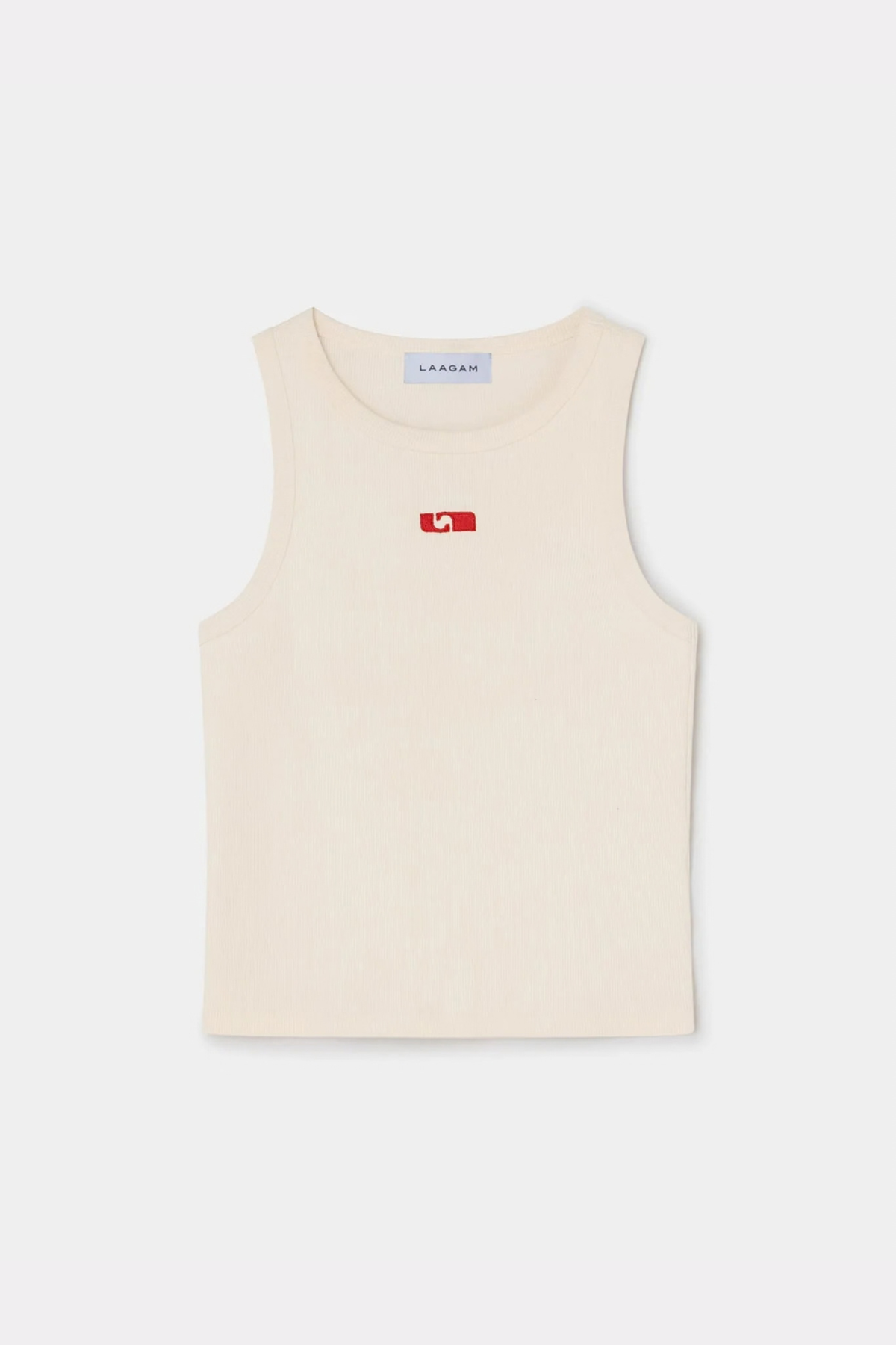 EMBROIDERED LOGO TANK TOP - ECRU