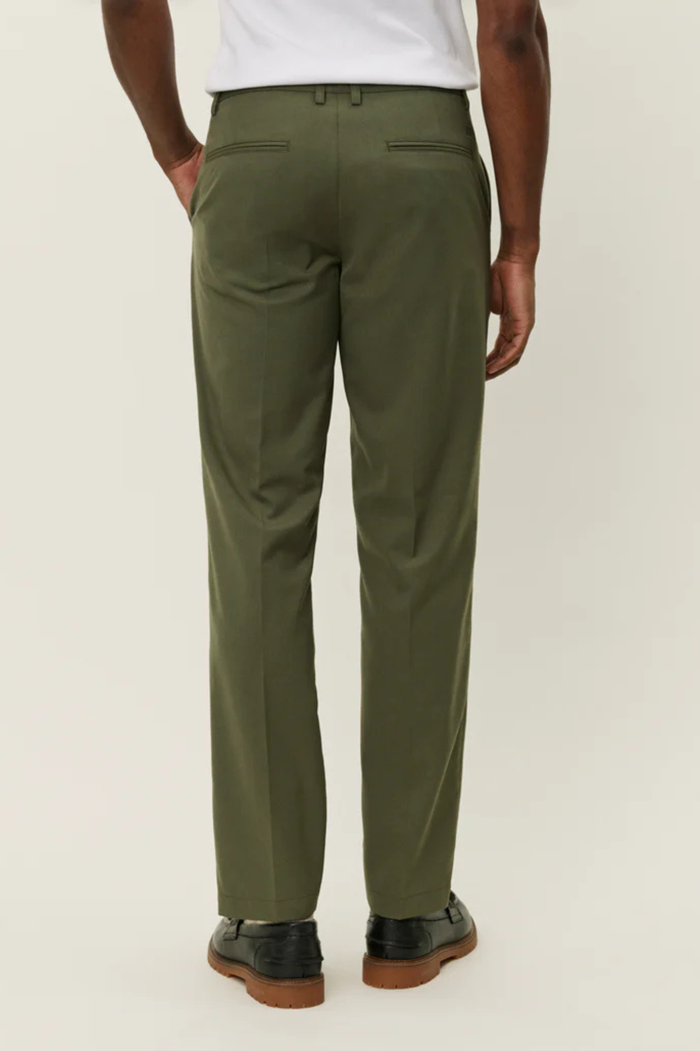 COMO REG SOLID SUIT PANTS - OLIVE NIGHT