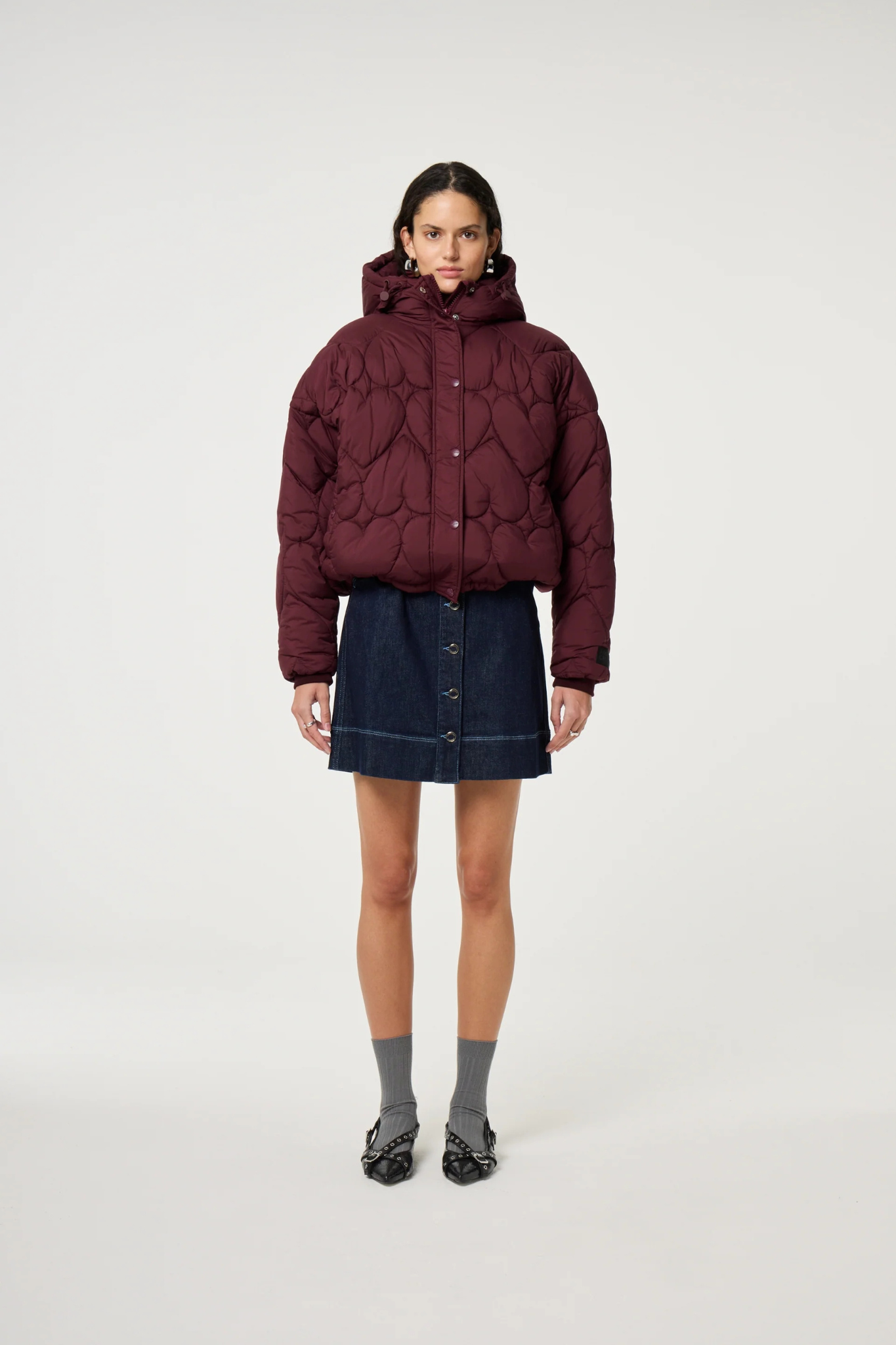 PRISCA PUFFER SWEATER- DEEP BURGUNDY