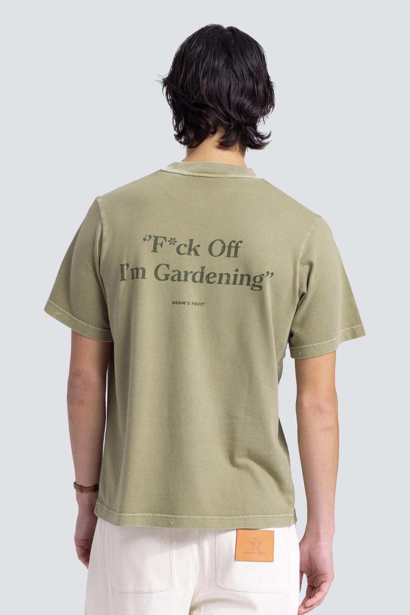 FUCK OFF T-SHIRT DISTRESSED - WASHED OLIVE GREEN