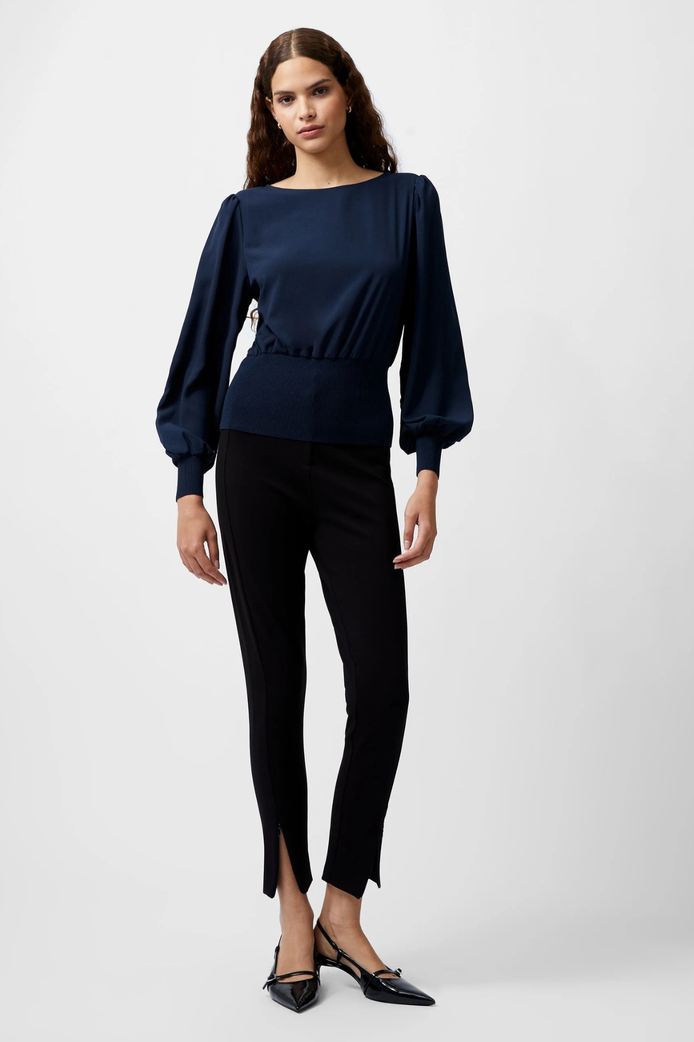KRISTA KNIT SLASH NK JUMPER - MARINE