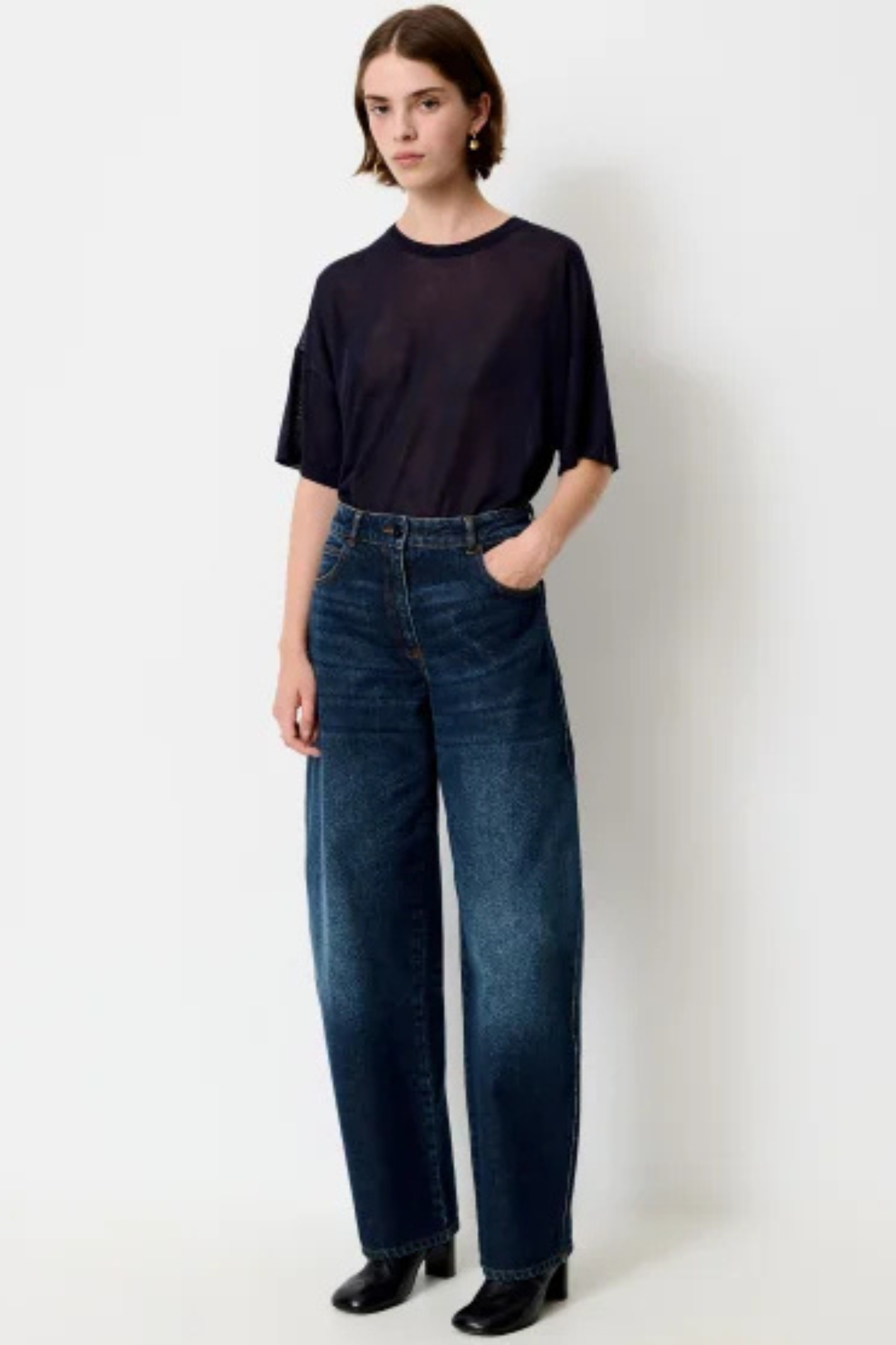 RONN SHORT SLEEVES KNIT T-SHIRT - NAVY