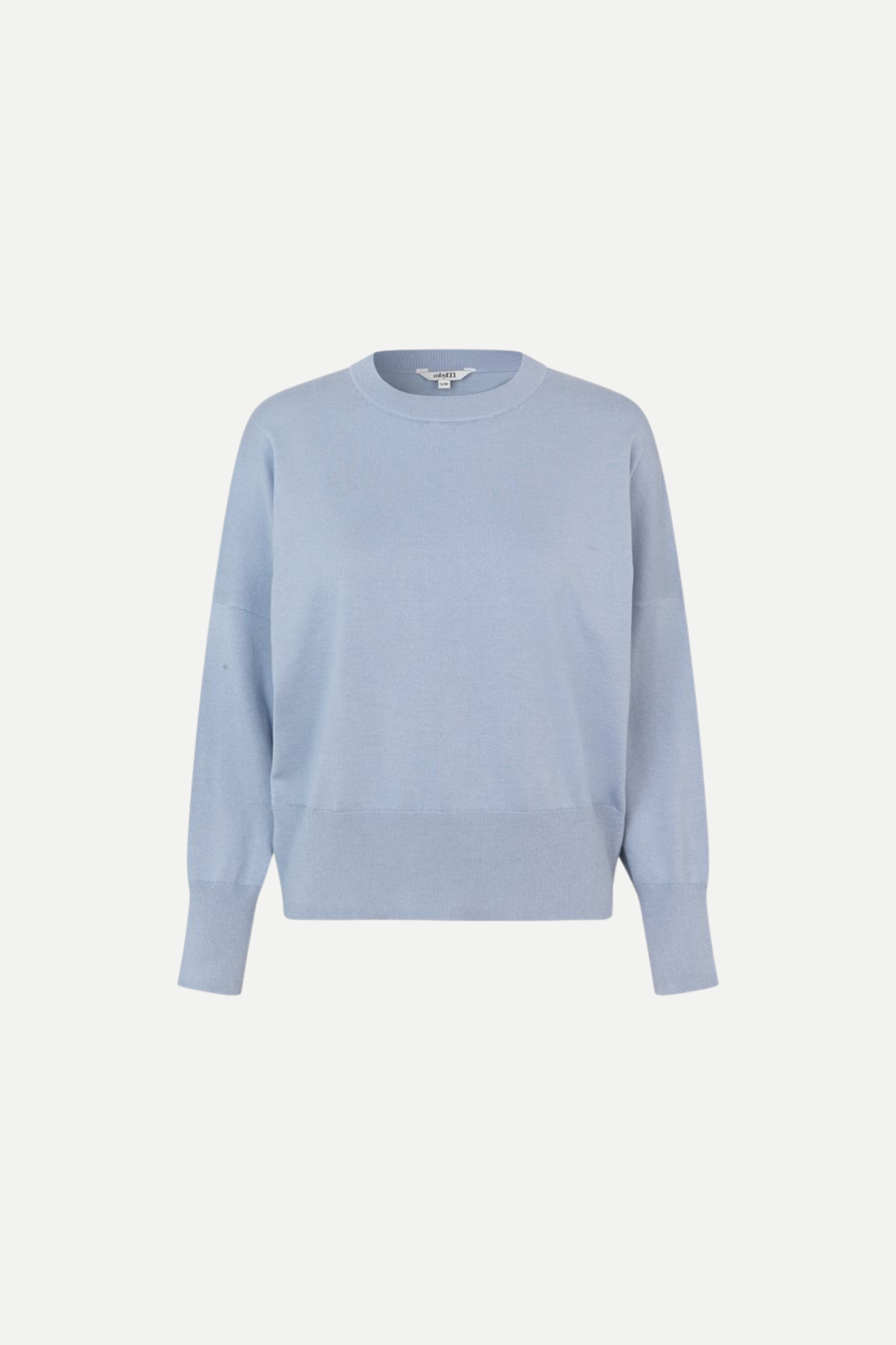 MBYM bravani gillian knit in steel blue. Front flatlay view