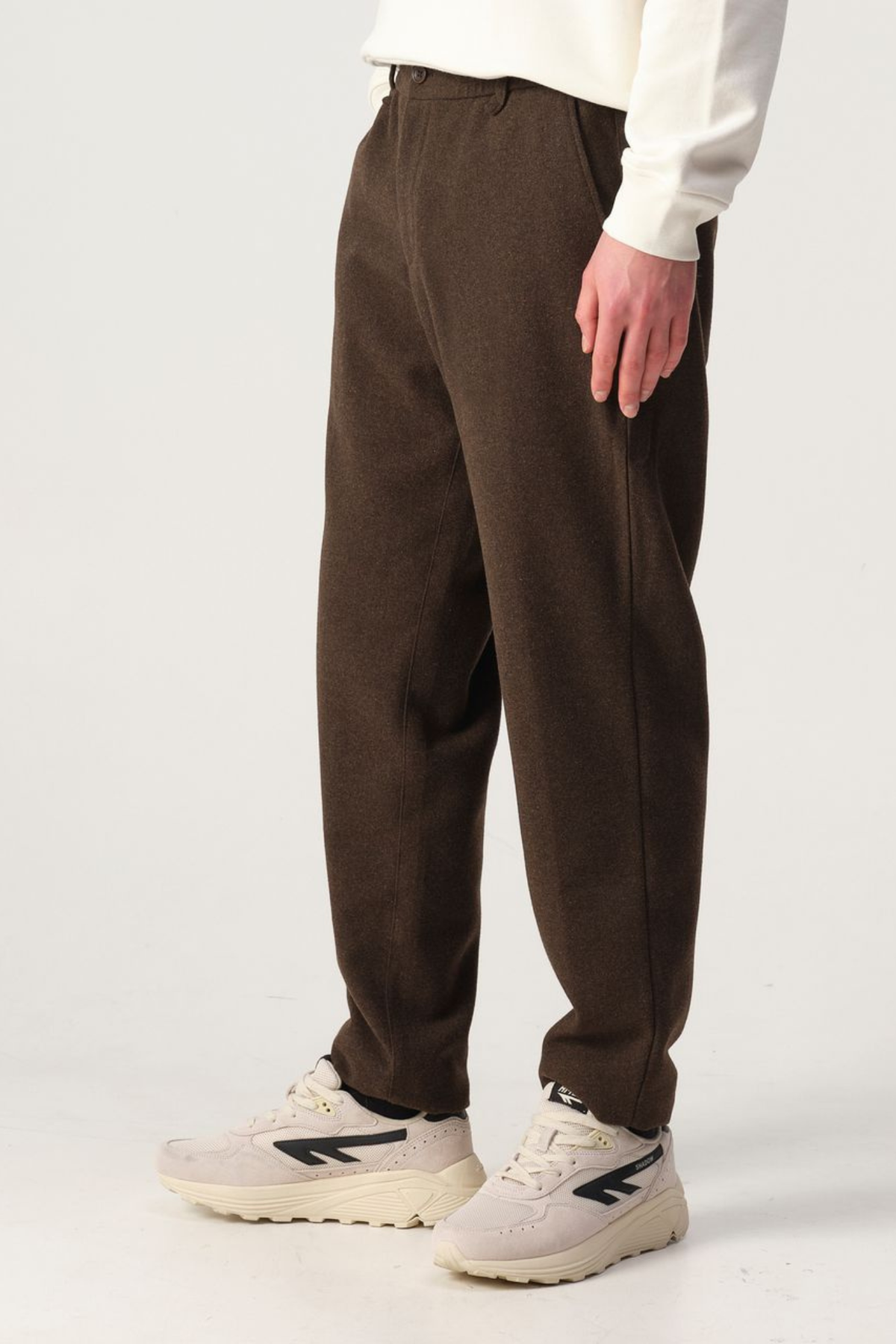 DAVE WOOL TROUSERS - BROWN MELANGE