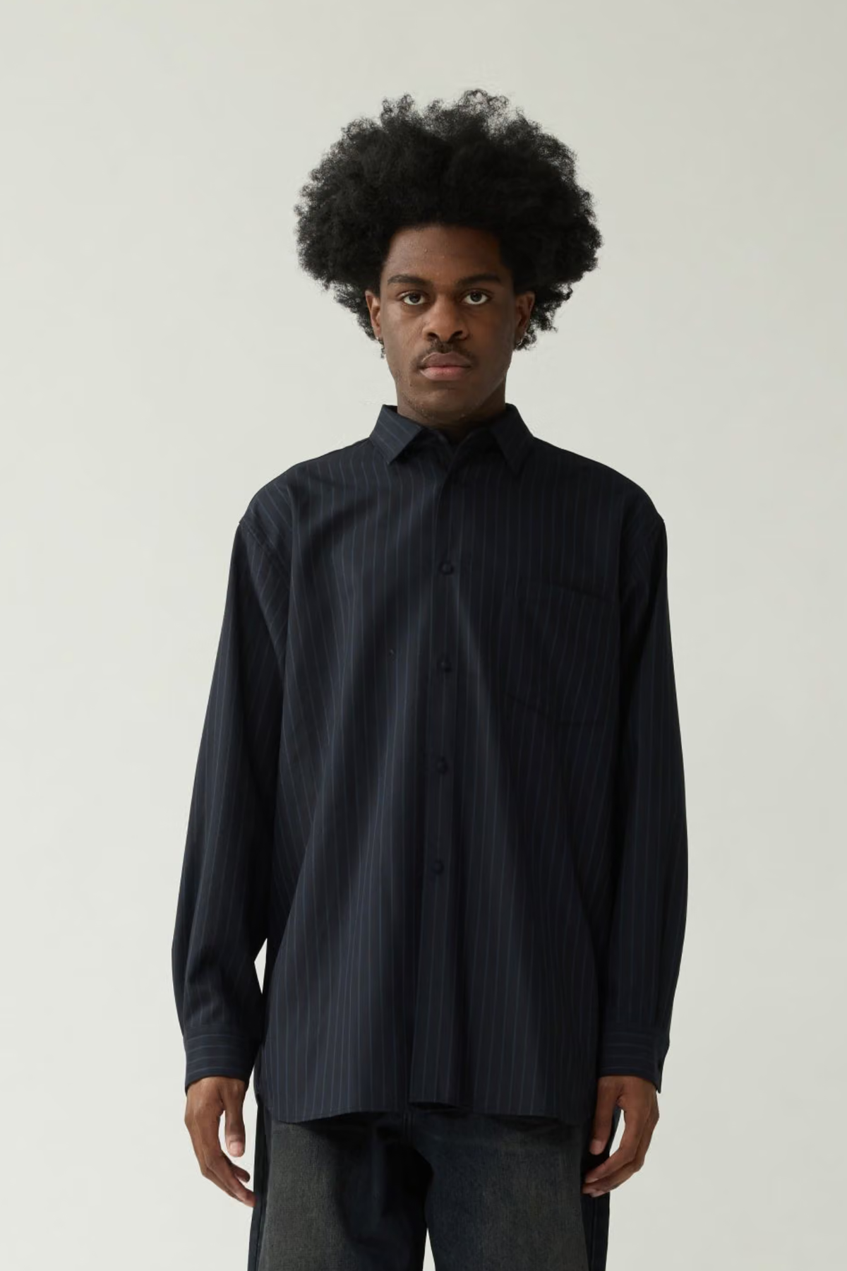 WOOL OVERSIZED BUTTON-UP - NAVY BLUE