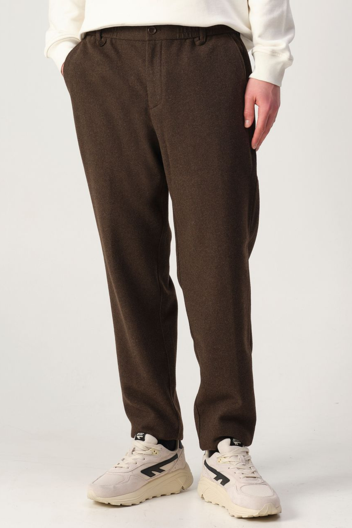 DAVE WOOL TROUSERS - BROWN MELANGE
