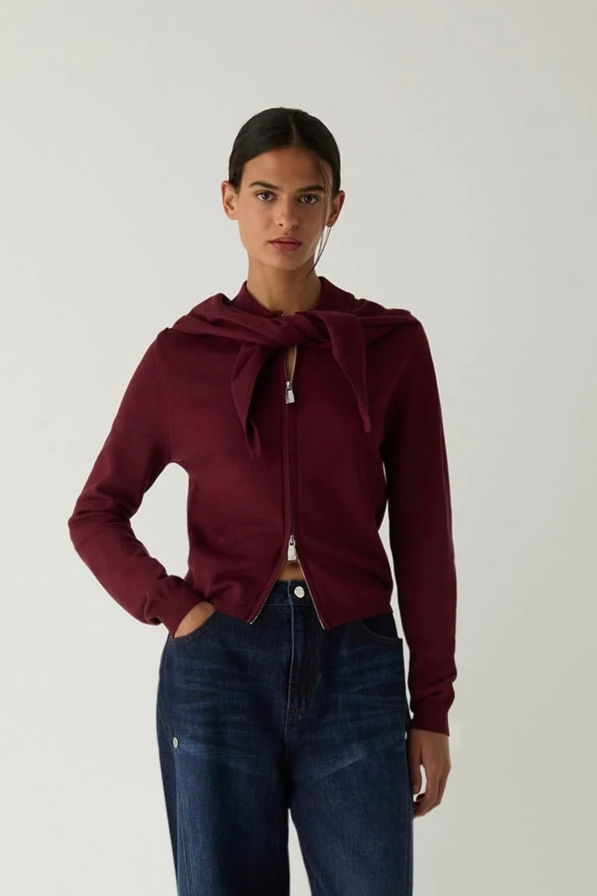 FRIDA ZIPPER KNIT - PLUM