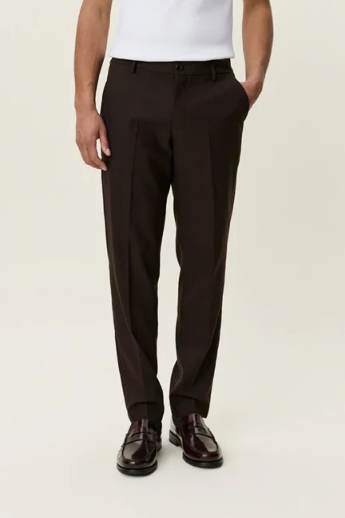 GEBORSTELDE TWILL REGULIER PAKBROEK - MOLÈ BRUIN
