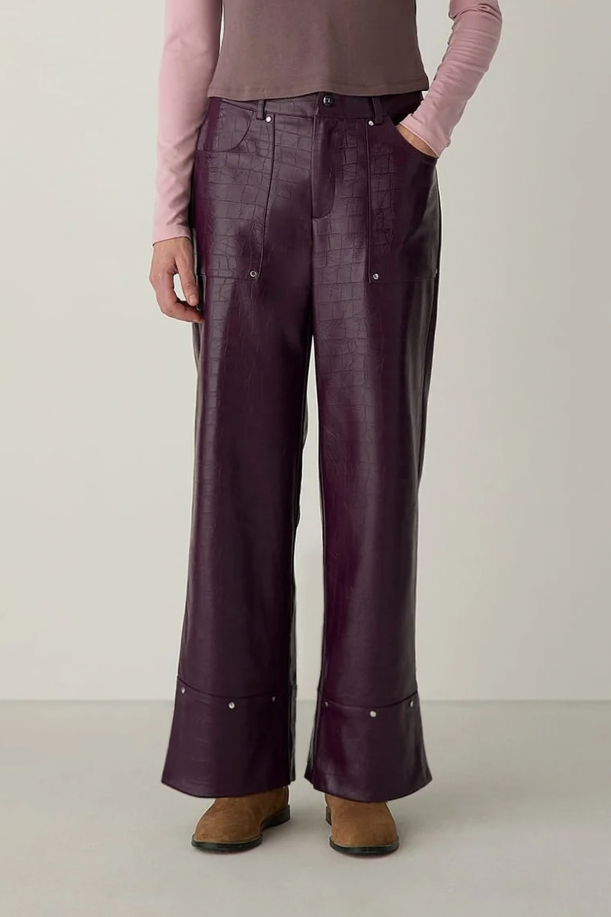 ELWYN TEXTURED PANTS - BORDAUX