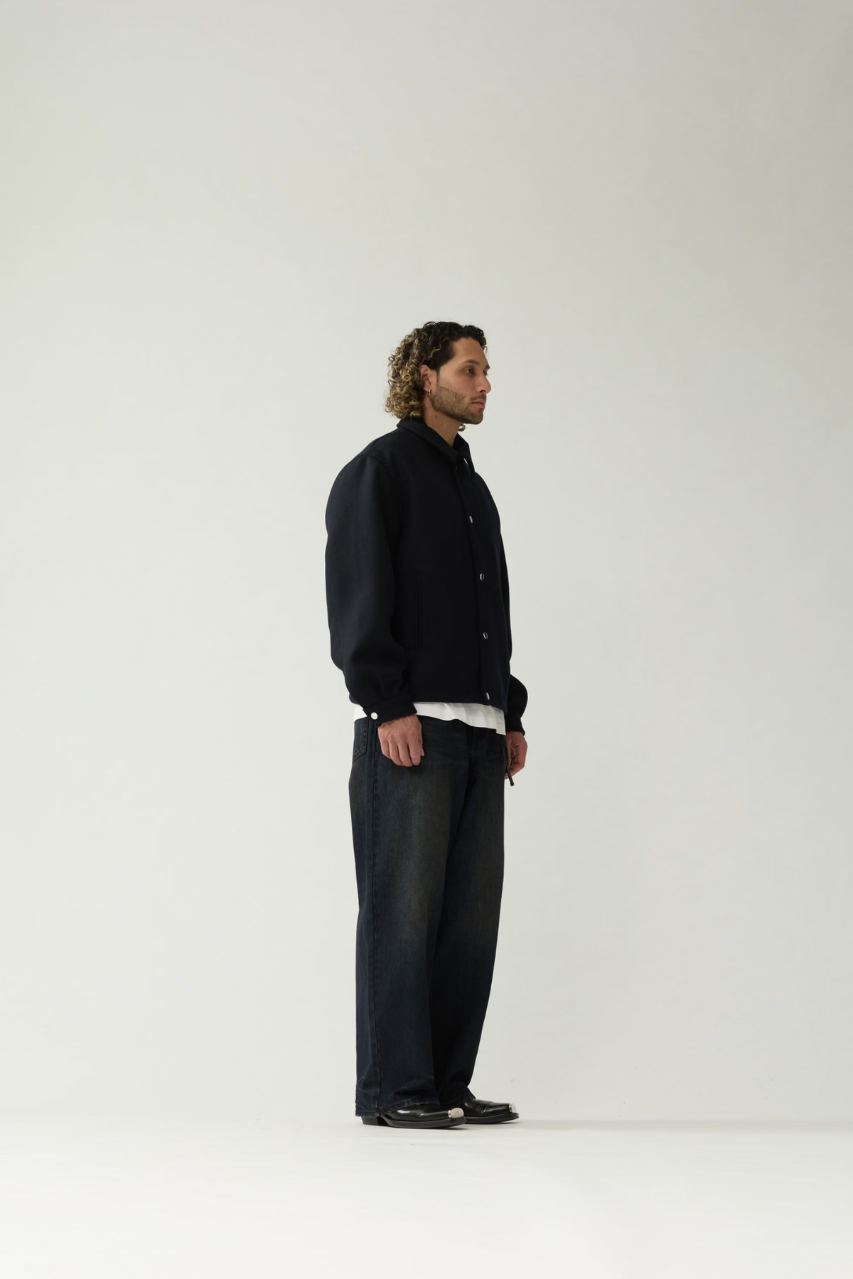 WOOL COACH JACKET - BLACK
