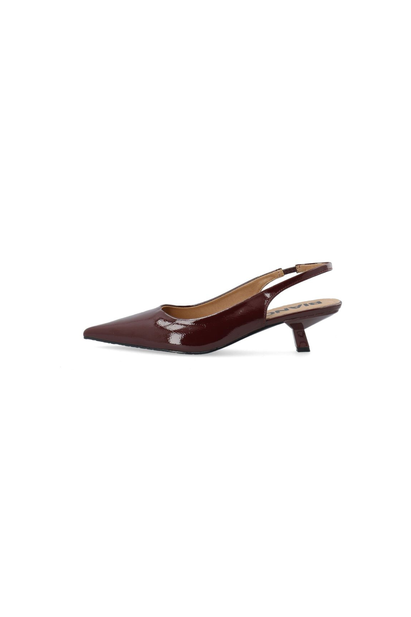 KRISTIN KITTEN HEEL SLINGBACK PATENT SHOES - BORDAUX
