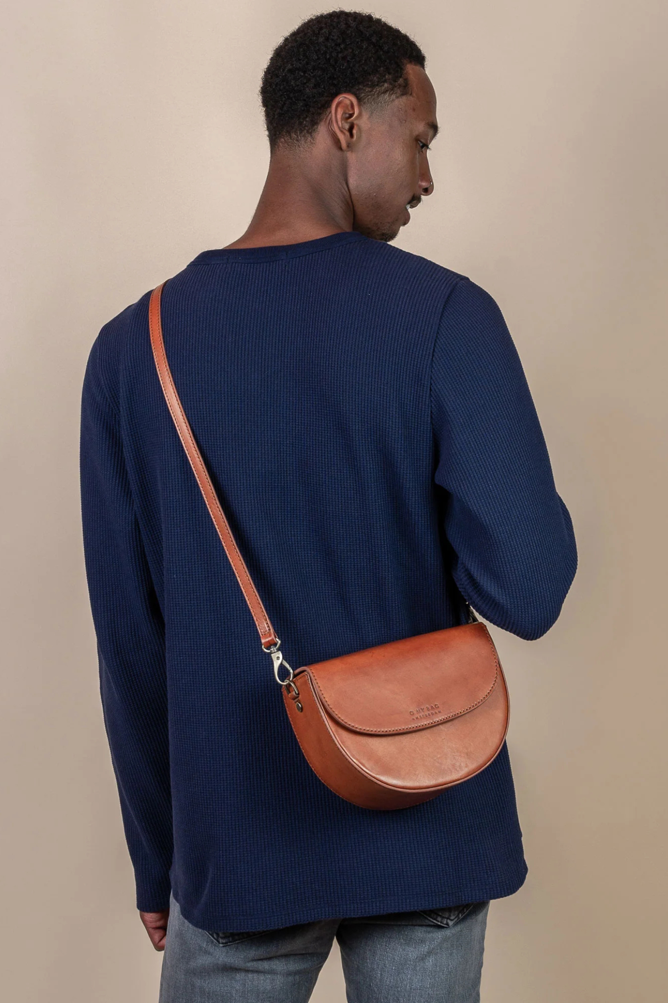 O MY BAG ava bag in cognac leather. Front view