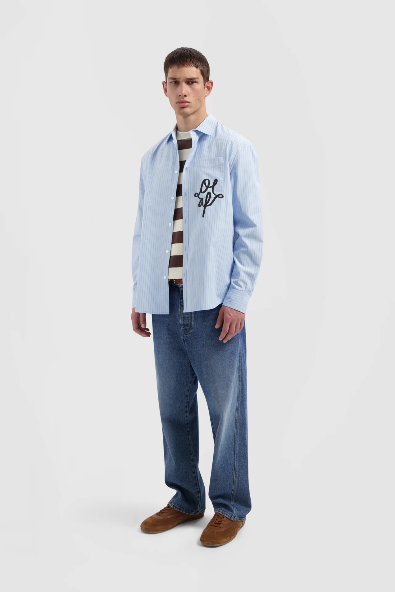 STRIPED RELAXED SHIRT - LIGHT BLUE
