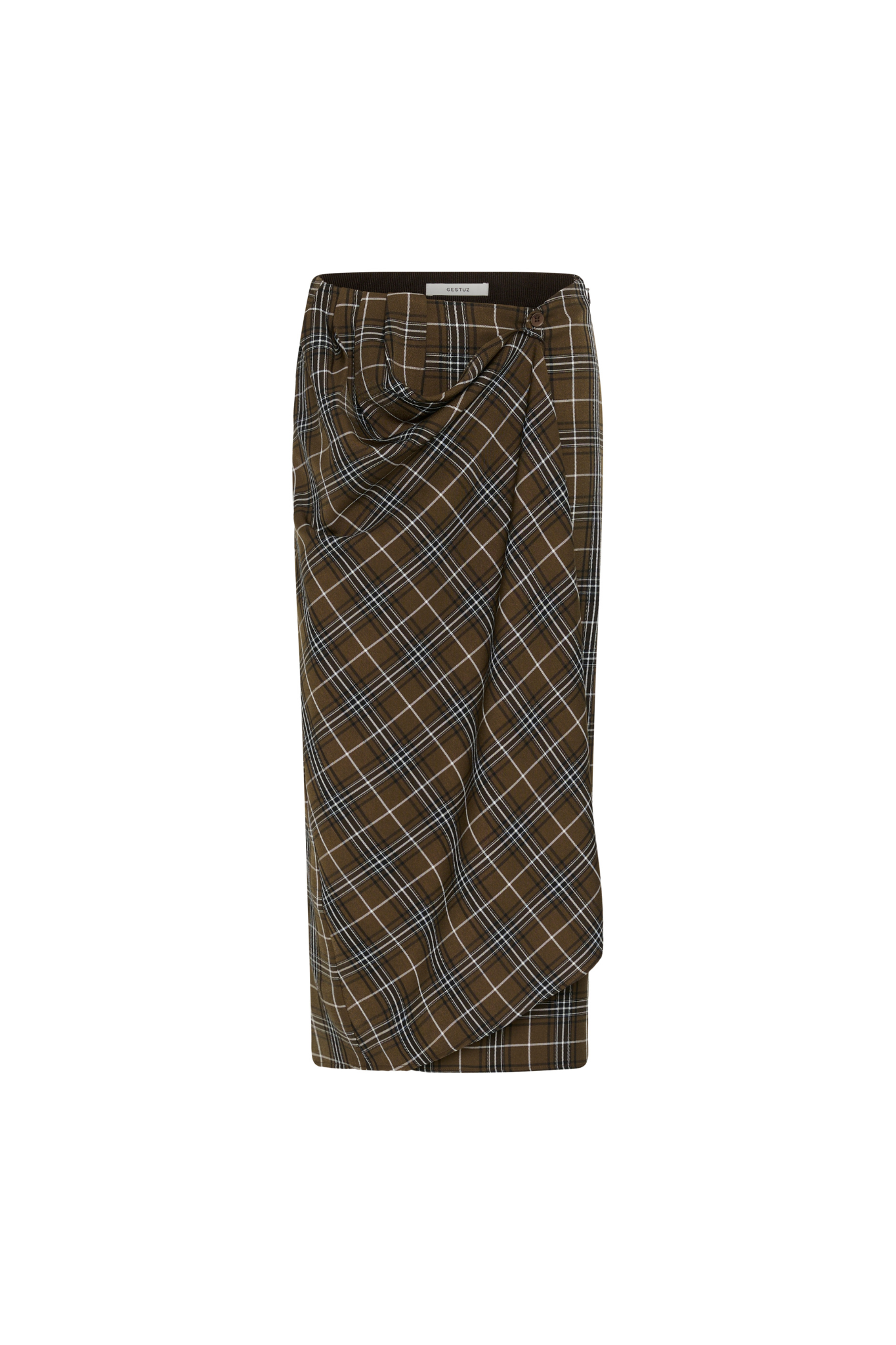 ZALEYA HW SKIRT - GREEN OLIVE CHECK