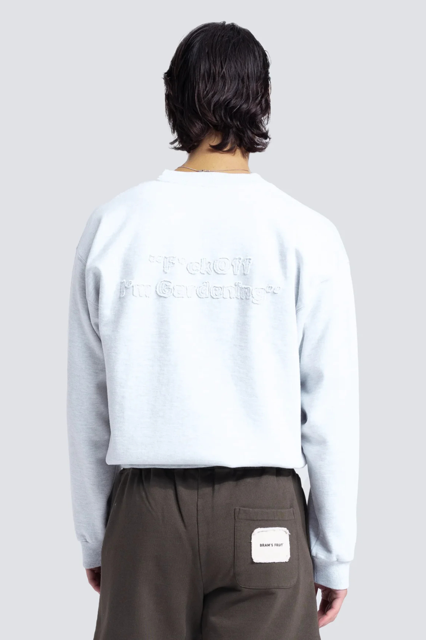 CUT & SEW "F*CK OFF I'M GARDENING" CREWNECK - GREY MELANGE